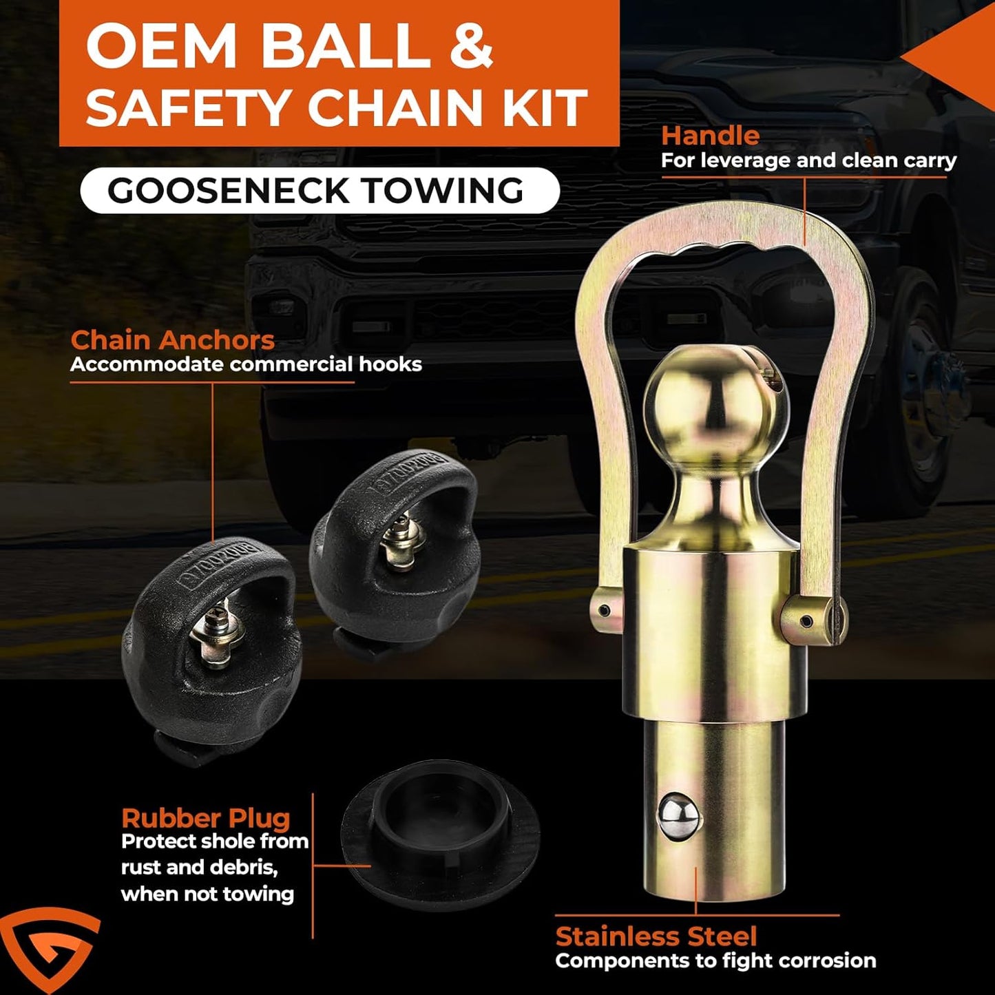 Puck System Gooseneck Hitch Ball Kit Compatible with Dodge RAM 2500/3500 Trucks, 30,000lbs