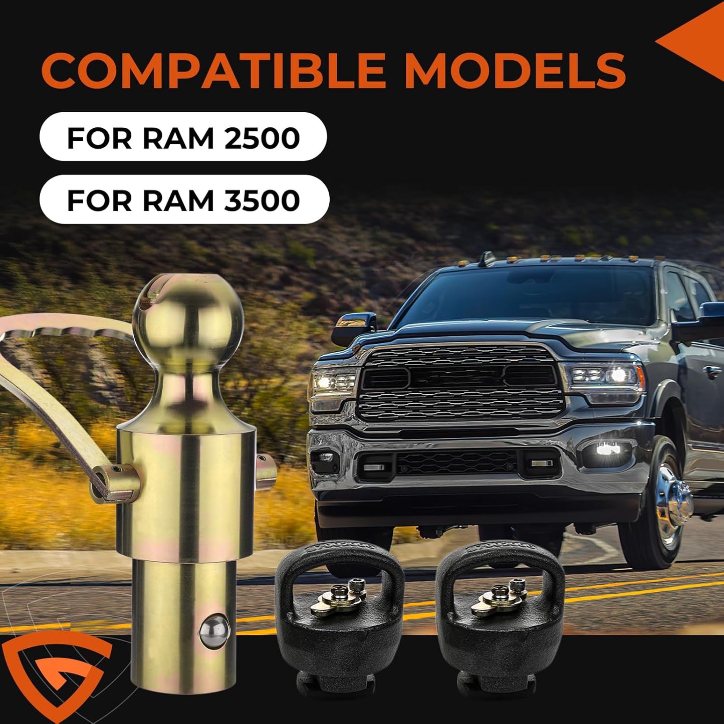 Puck System Gooseneck Hitch Ball Kit Compatible with Dodge RAM 2500/3500 Trucks, 30,000lbs