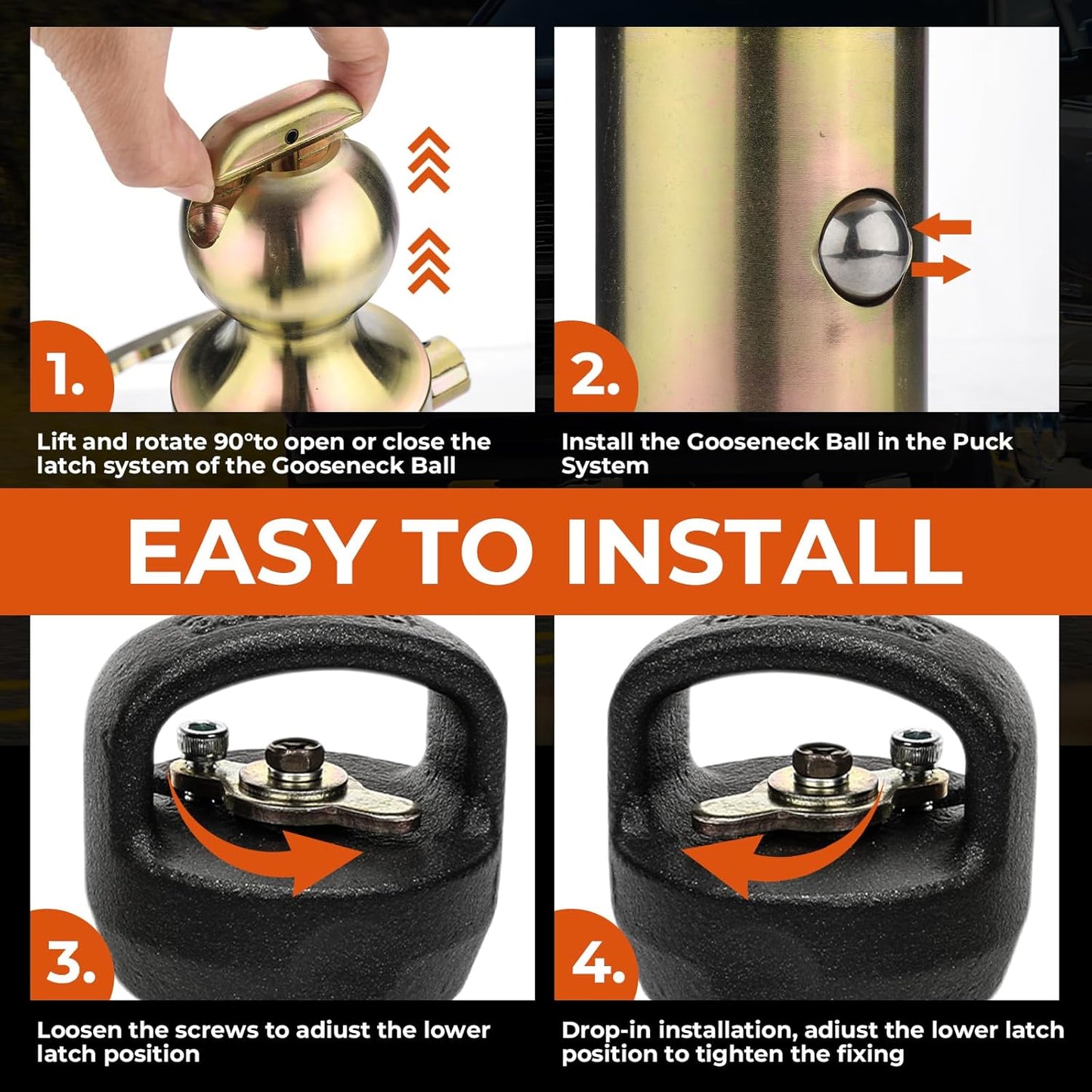 Puck System Gooseneck Hitch Ball Kit Compatible with Dodge RAM 2500/3500 Trucks, 30,000lbs