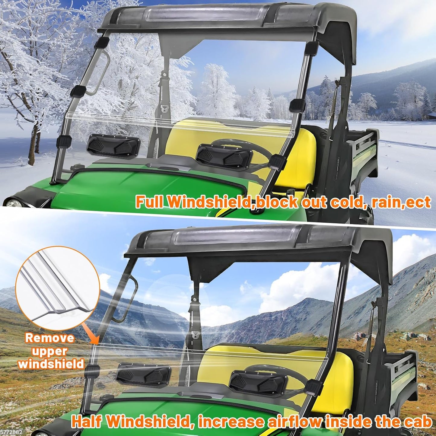 Vented Front, Scratch Proof Windshield for Gator HPX 620i 625i 825i XUV 850 XUV855D