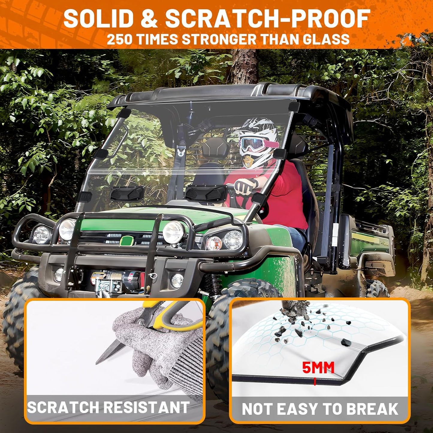 Vented Front, Scratch Proof Windshield for Gator HPX 620i 625i 825i XUV 850 XUV855D