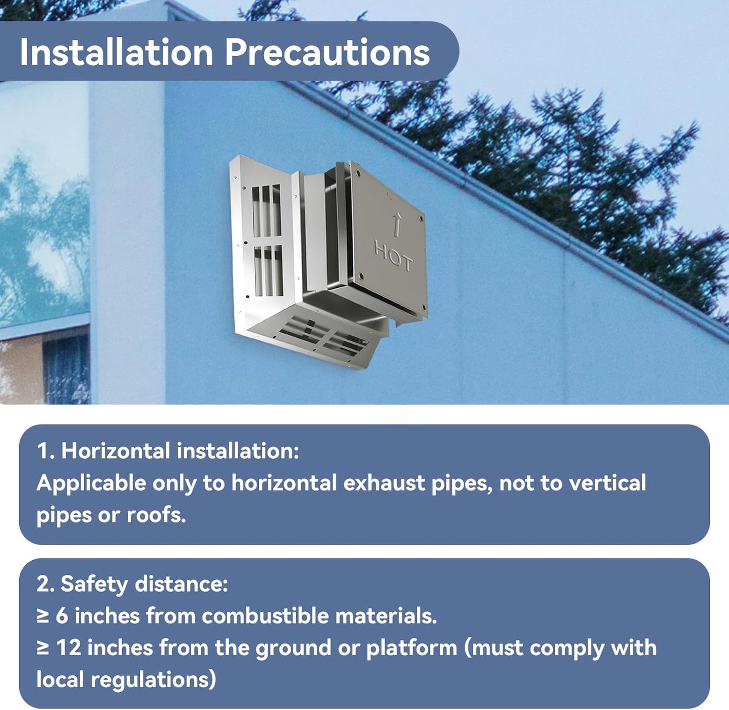 4" x 6-5/8" 46DVA-HC Horizontal Square Termination Fit for Direct Vent Gas Stoves or Fireplaces Vent