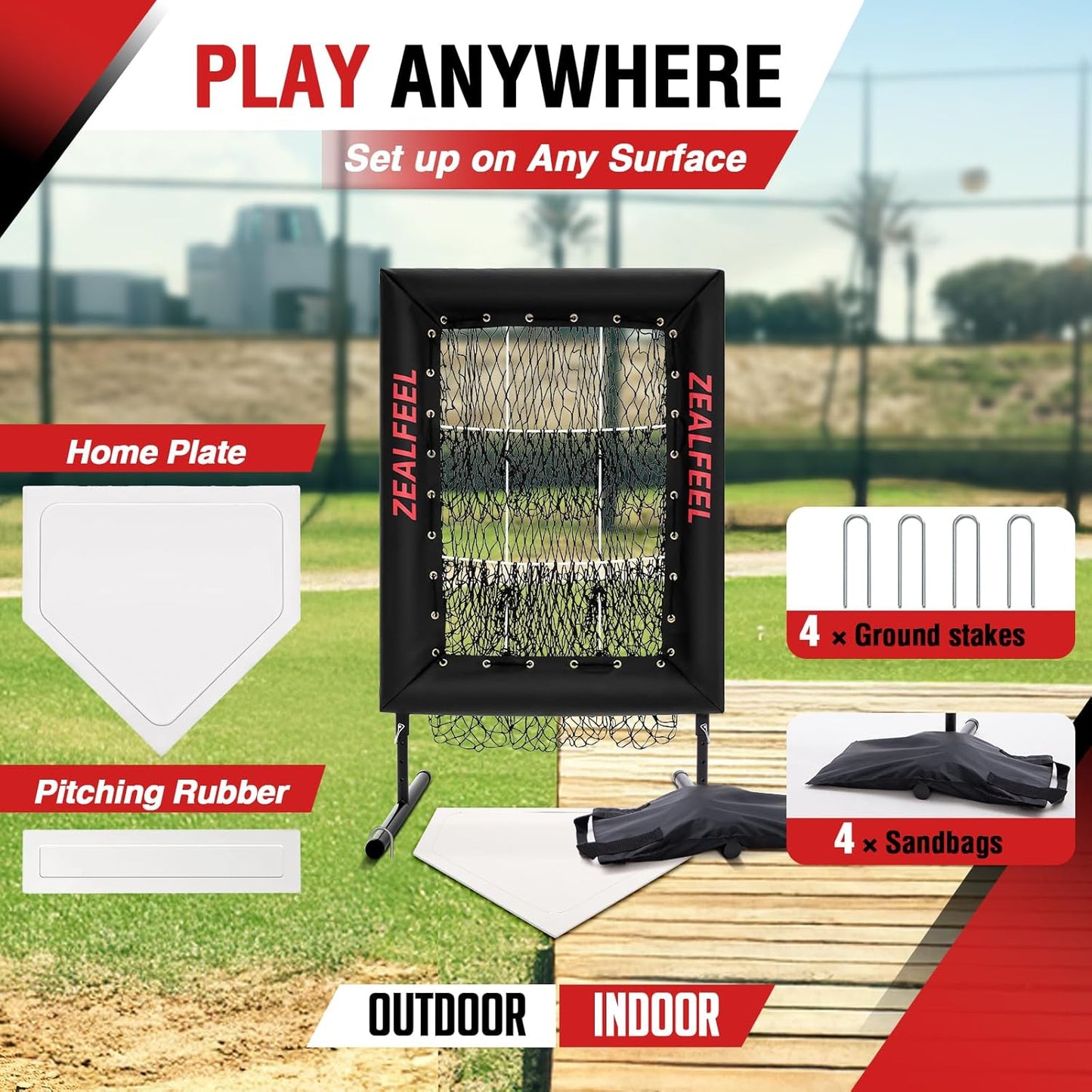 Baseball Pitching Net Pro, 9 Hole Pitching Net with Target, Adjustable, Portable, Easy Setup
