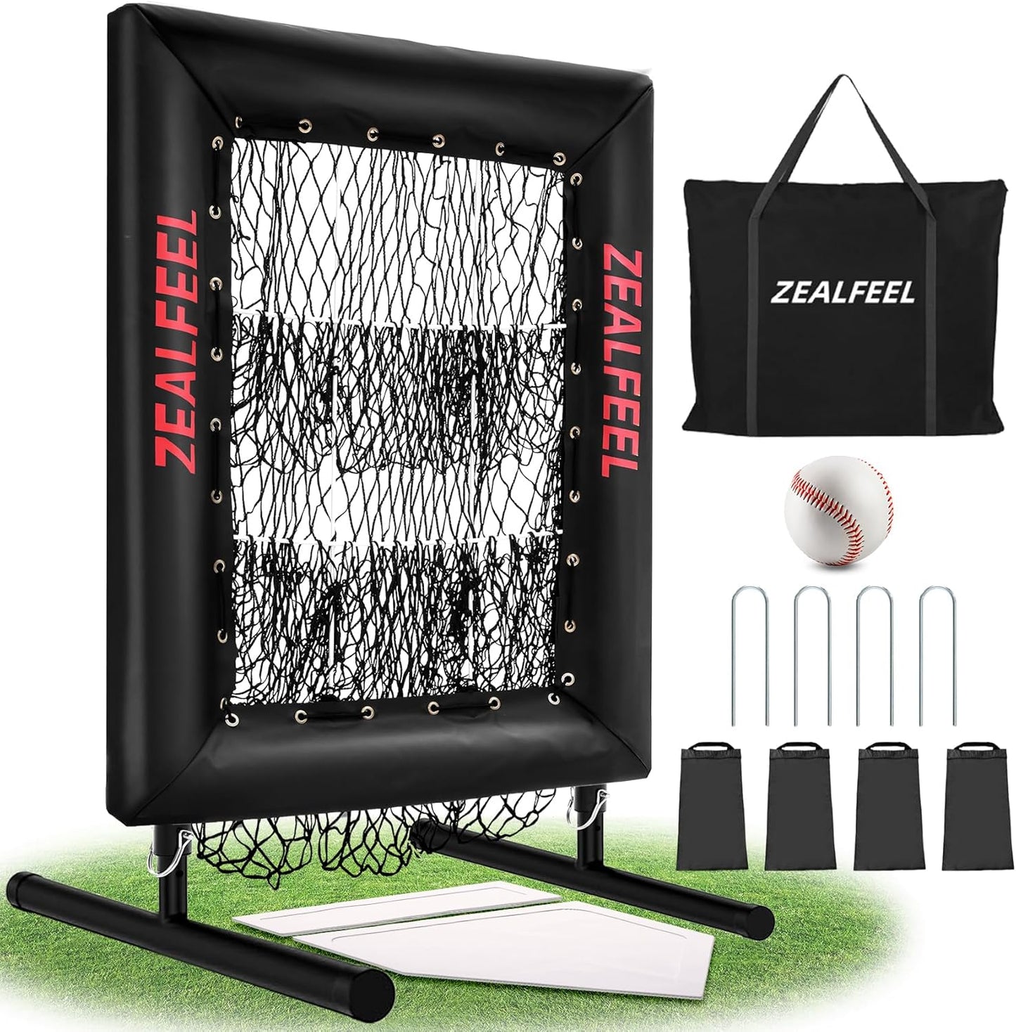Baseball Pitching Net Pro, 9 Hole Pitching Net with Target, Adjustable, Portable, Easy Setup