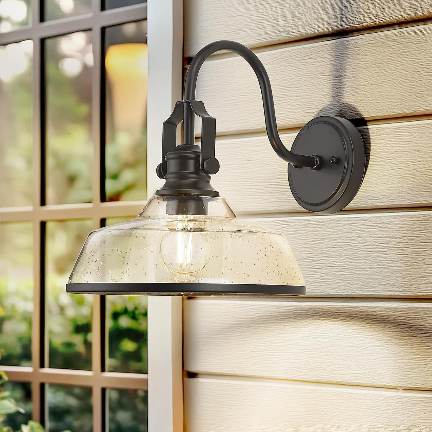 2-Pack Outdoor Wall Sconce Lights with E26 Bulb Socket and 11' Bubble Glass Lampshade