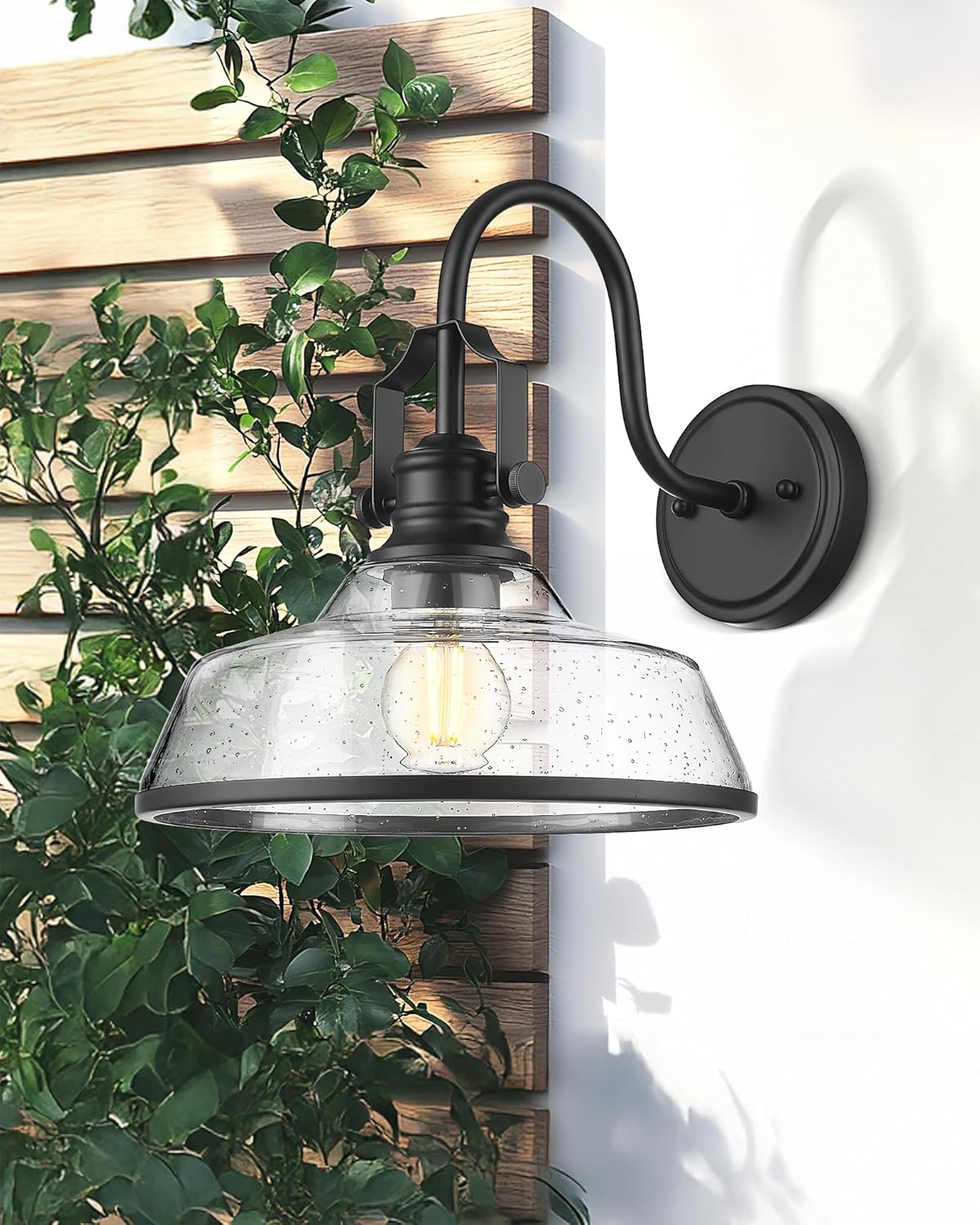 2-Pack Outdoor Wall Sconce Lights with E26 Bulb Socket and 11' Bubble Glass Lampshade