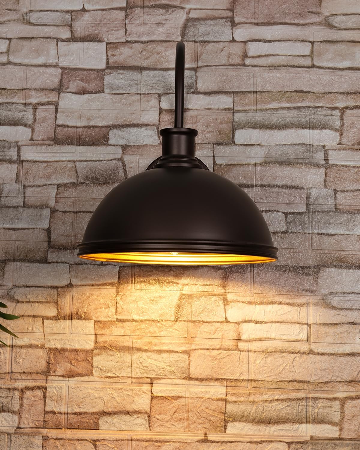 Gooseneck Outdoor Light Fixtures, 2-Pack Farmhouse Barn Lights, Industrial Exterior Wall Sconce