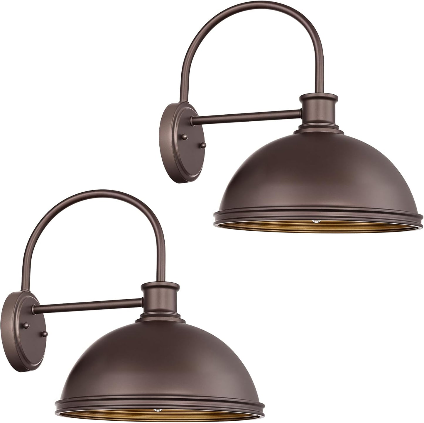 Gooseneck Outdoor Light Fixtures, 2-Pack Farmhouse Barn Lights, Industrial Exterior Wall Sconce