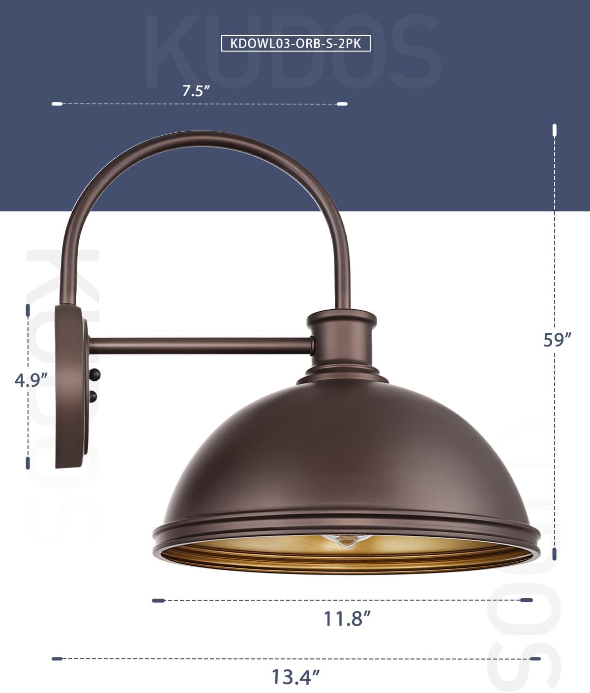 Gooseneck Outdoor Light Fixtures, 2-Pack Farmhouse Barn Lights, Industrial Exterior Wall Sconce