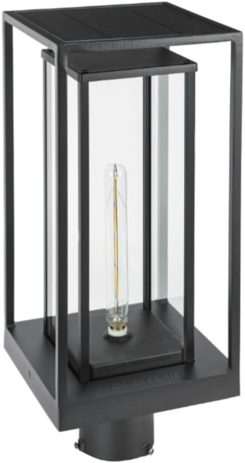 Solar Post Light, Edison-Style LED for 3-Inch Poles, Dusk-to-Dawn Outdoor Accent Light