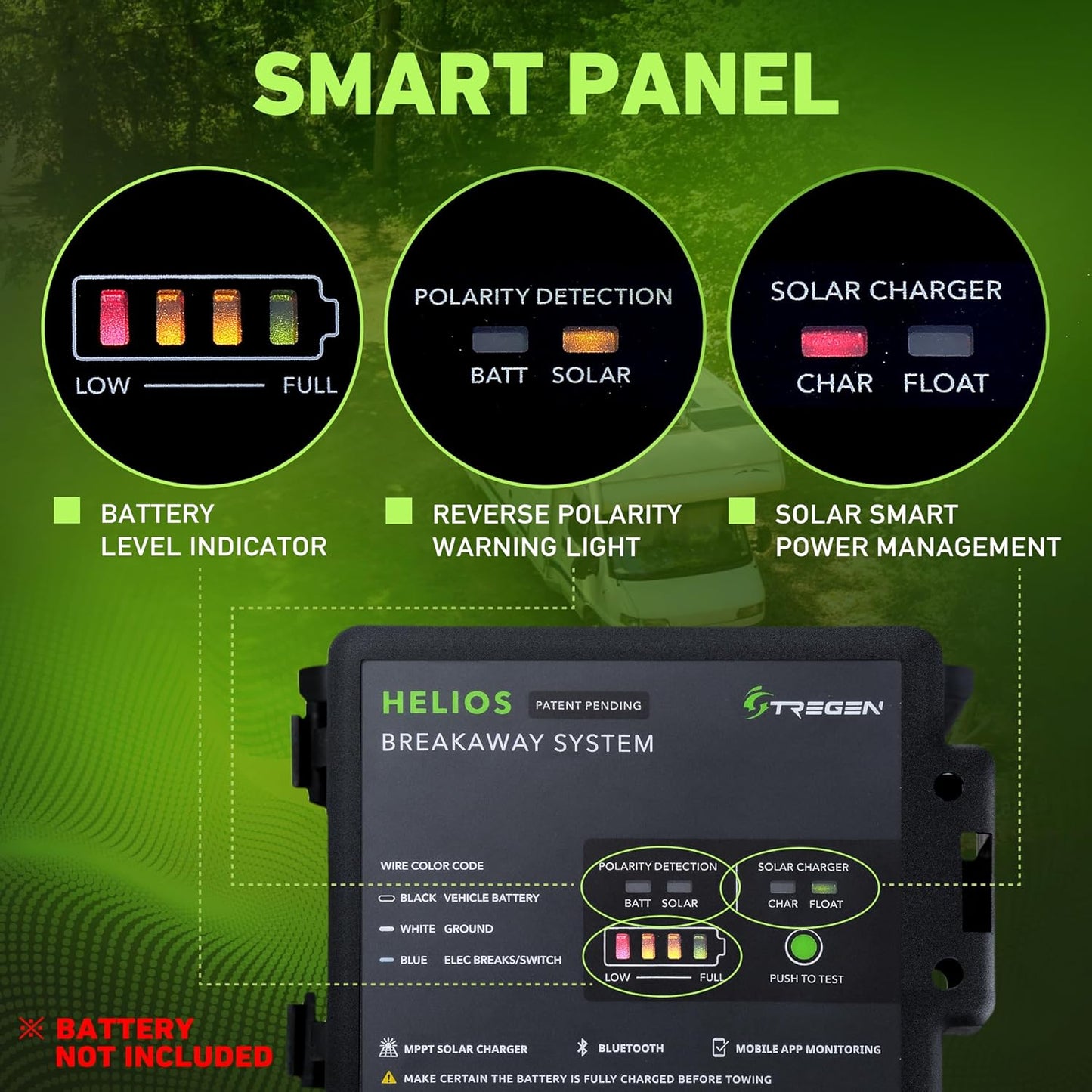 Helios 88211 Trailer Breakaway Kit with LED Indicator, Bluetooth and Mobile App, Water-Resistant