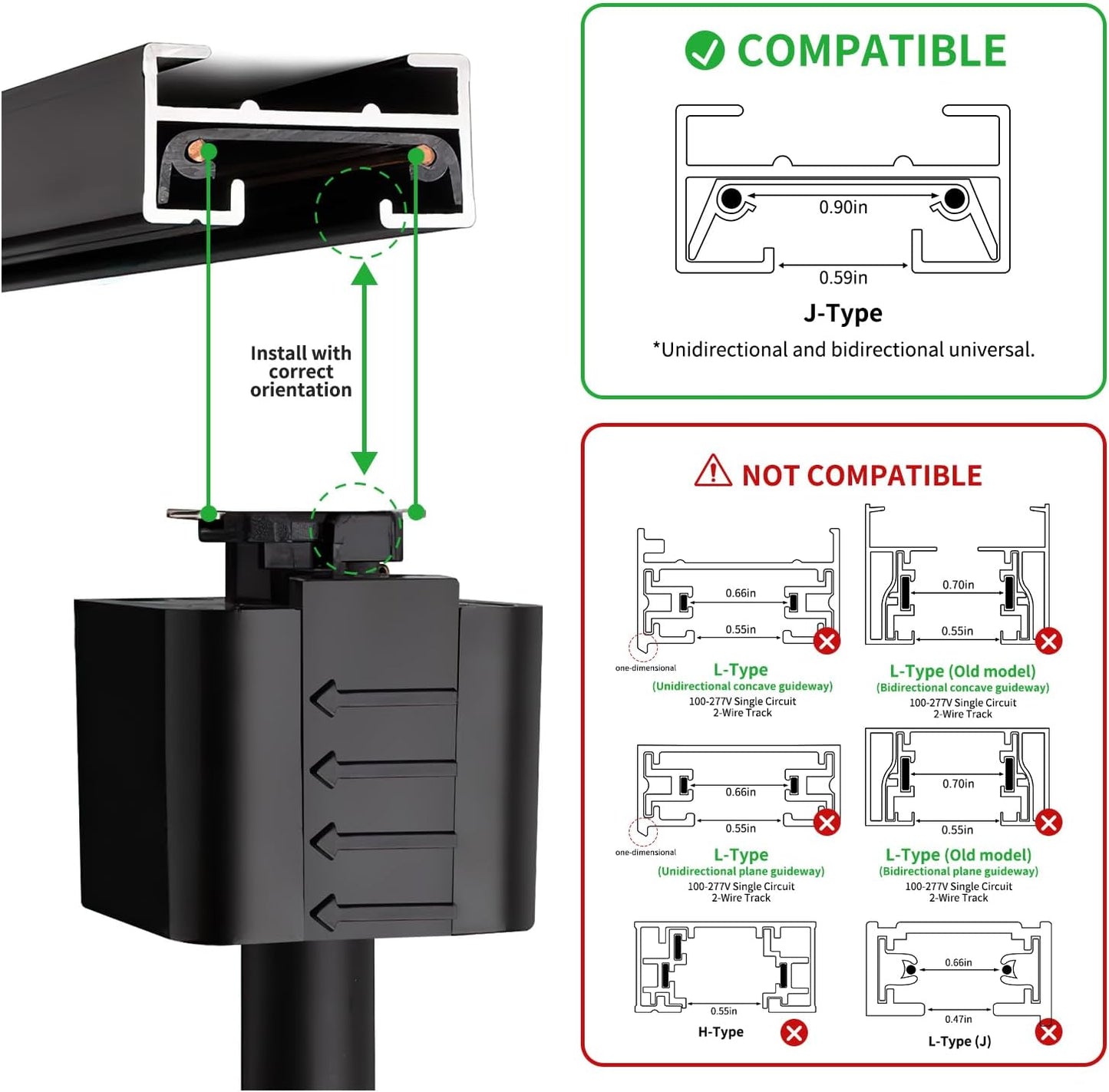 LED Track Lighting 10W Heads J-Type Adjustable Ceiling Spotlights