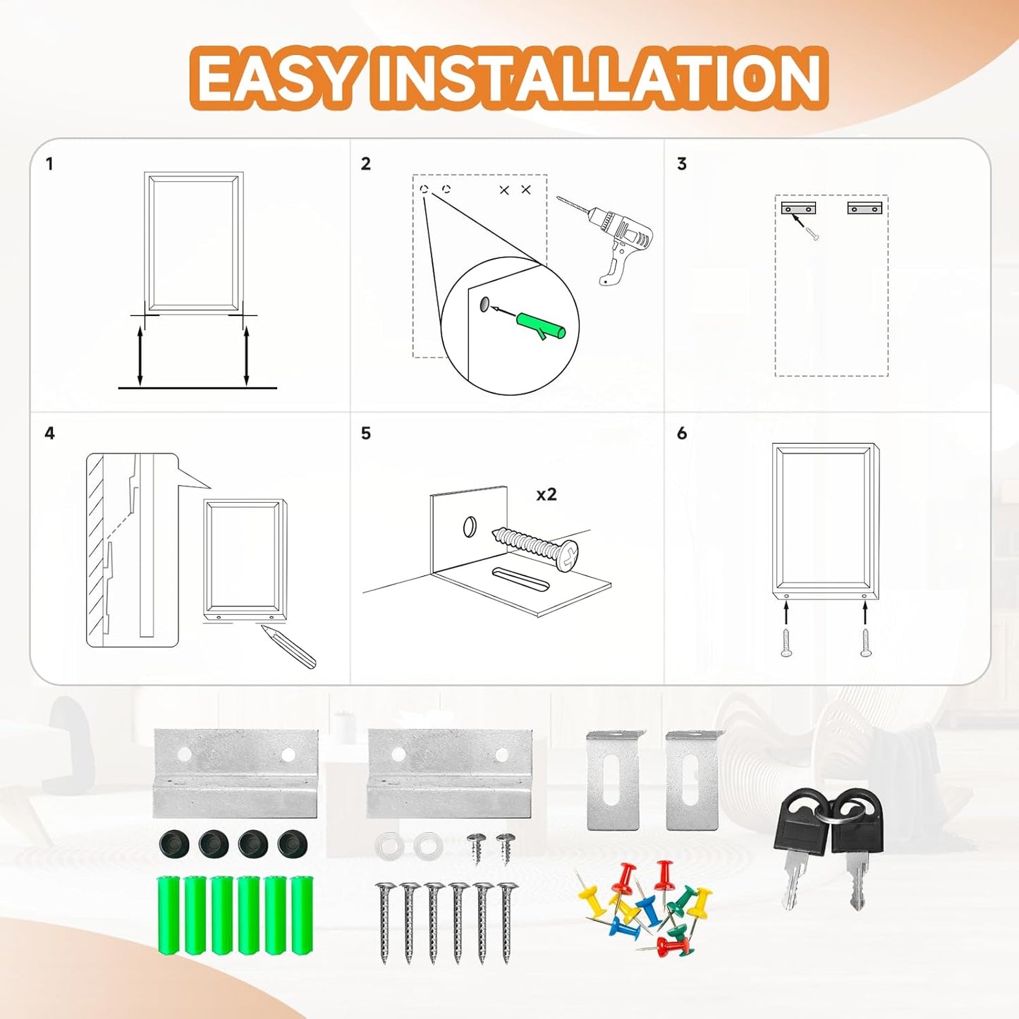 Enclosed Bulletin Board with Locking Door, Outdoor Bulletin Board Weatherproof, Lockable Display Case for Home, Office, and Com