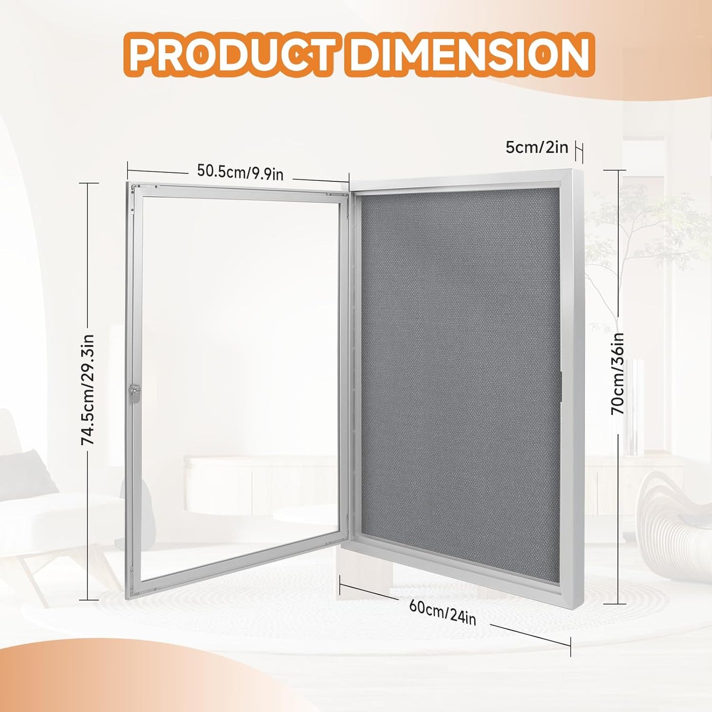 Enclosed Bulletin Board with Locking Door, Outdoor Bulletin Board Weatherproof, Lockable Display Case for Home, Office, and Com