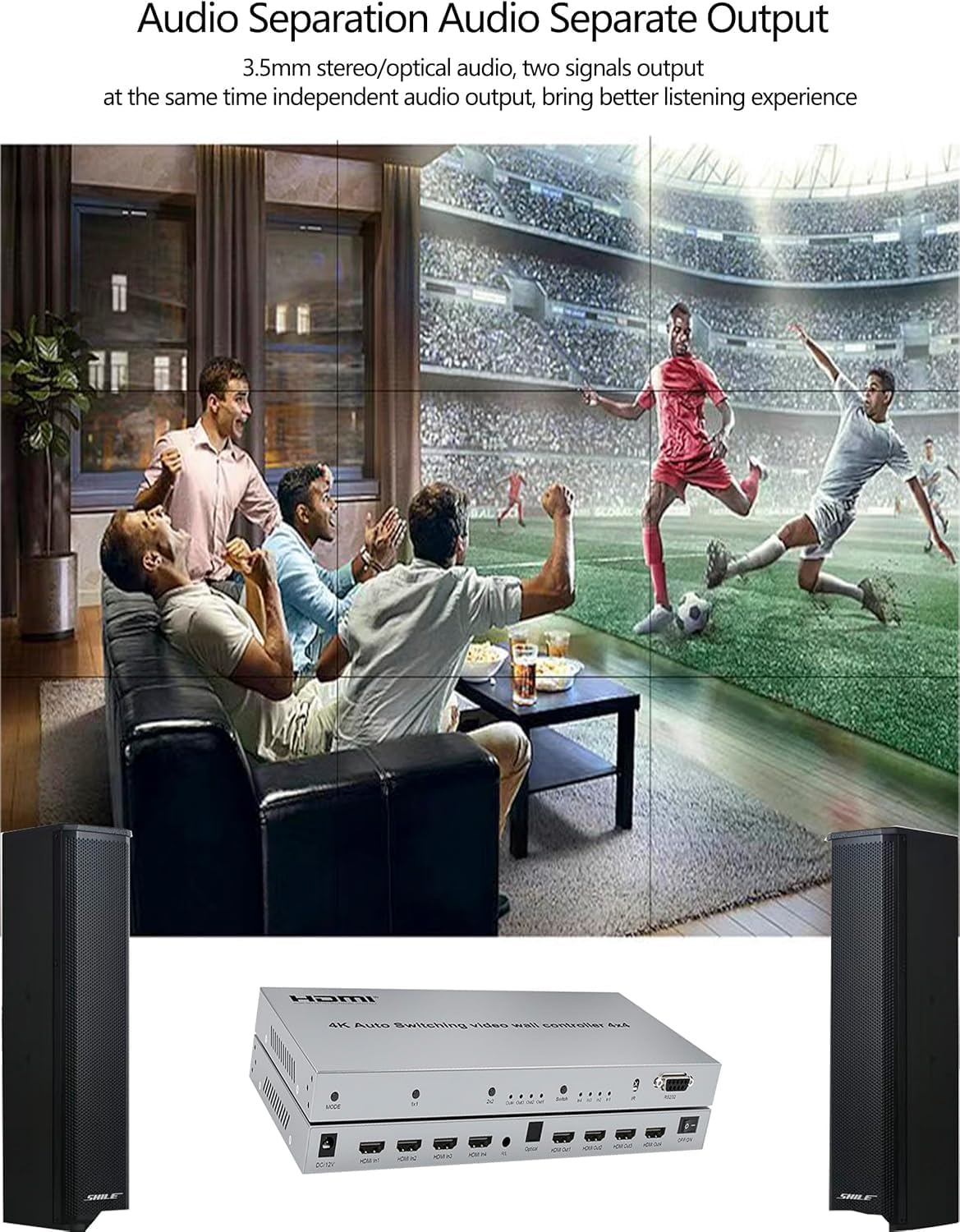 4K auto Switching Video Wall Controller 4x4 Video Wall Controller 2x2 4k, HDMI TV Video Wall Processor 4 Screens inputs