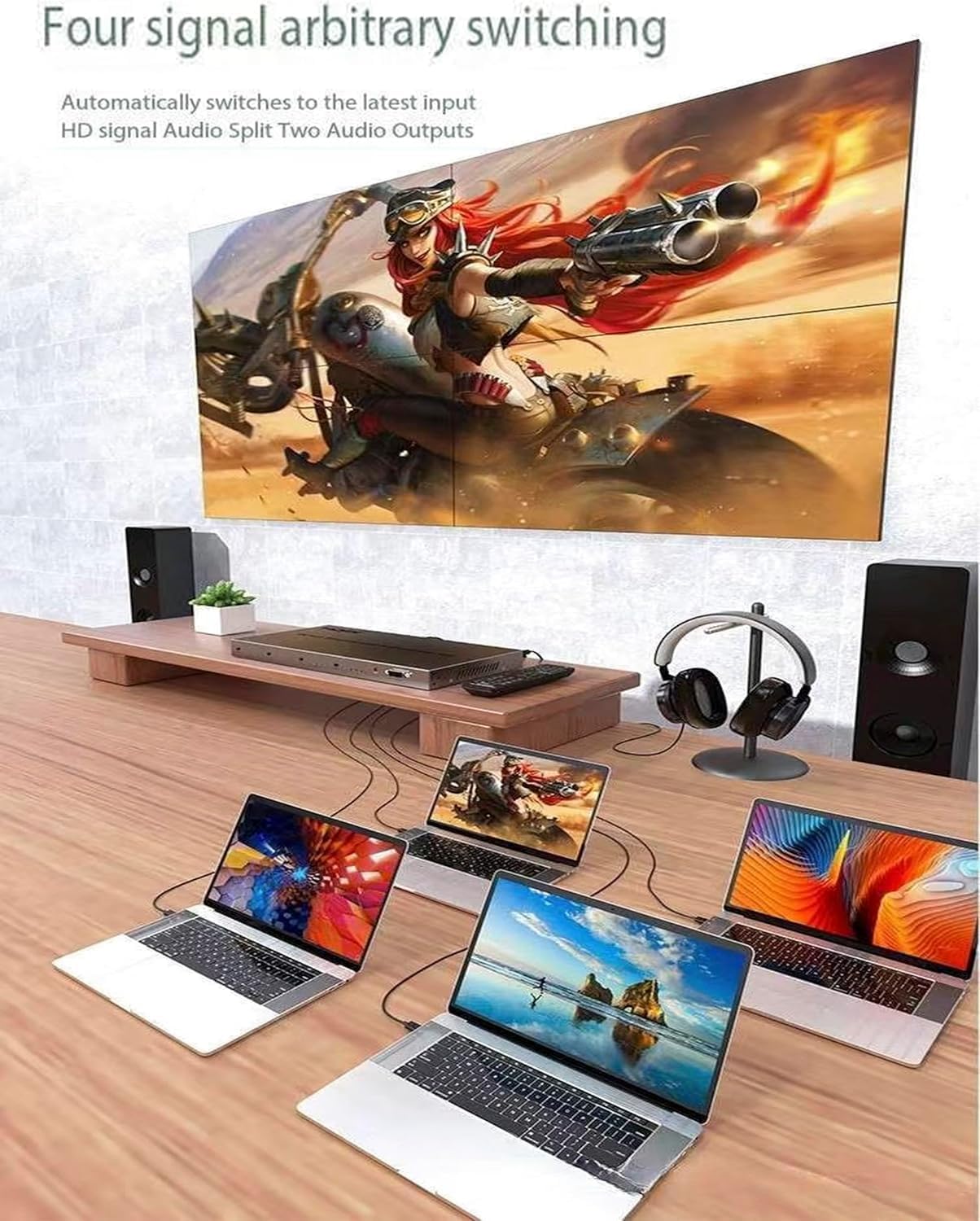 4K auto Switching Video Wall Controller 4x4 Video Wall Controller 2x2 4k, HDMI TV Video Wall Processor 4 Screens inputs