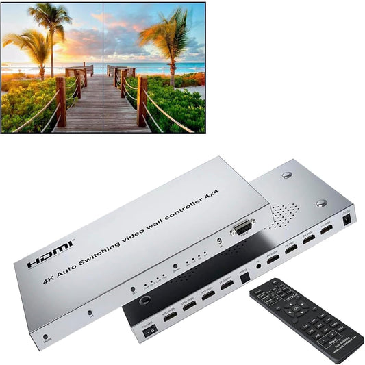 4K auto Switching Video Wall Controller 4x4 Video Wall Controller 2x2 4k, HDMI TV Video Wall Processor 4 Screens inputs