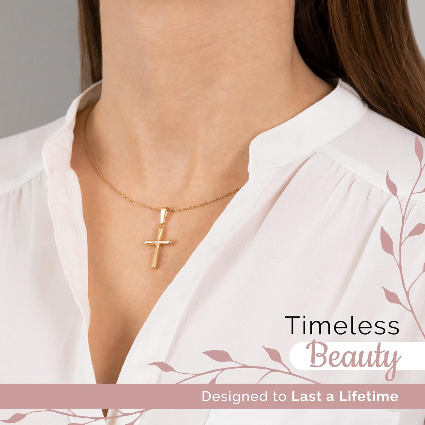 14k Gold Cross Pendant, Hypoallergenic Gold Religious Charms for Men and Women, Handcrafted in the USA