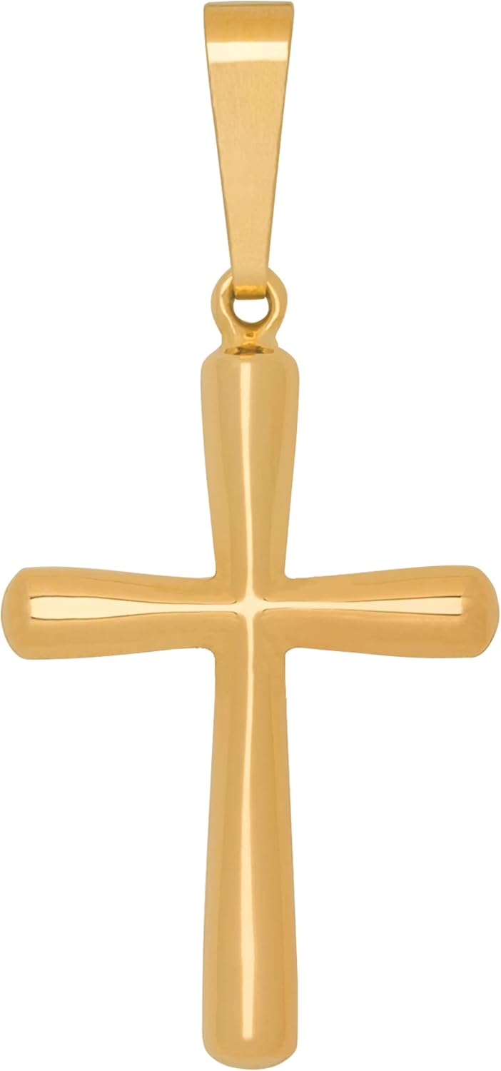 14k Gold Cross Pendant, Hypoallergenic Gold Religious Charms for Men and Women, Handcrafted in the USA