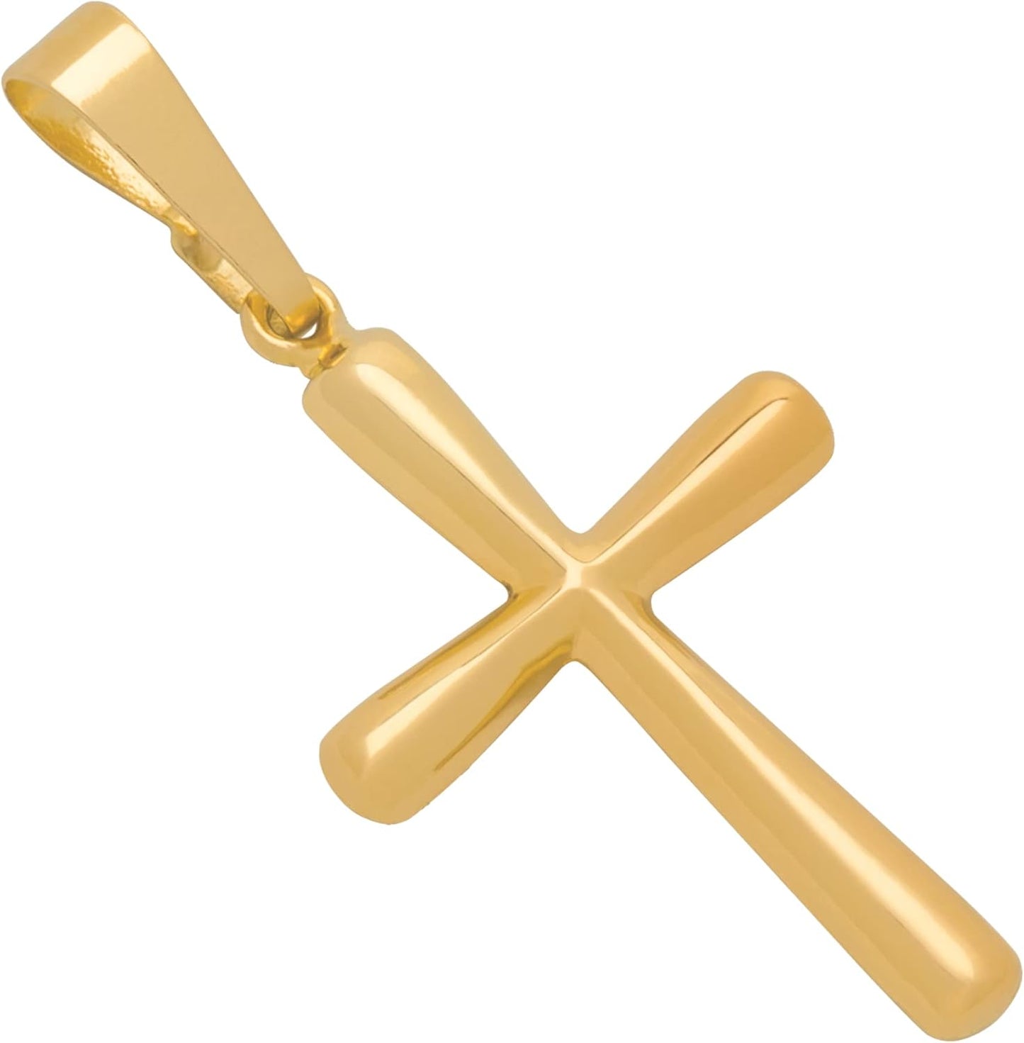 14k Gold Cross Pendant, Hypoallergenic Gold Religious Charms for Men and Women, Handcrafted in the USA