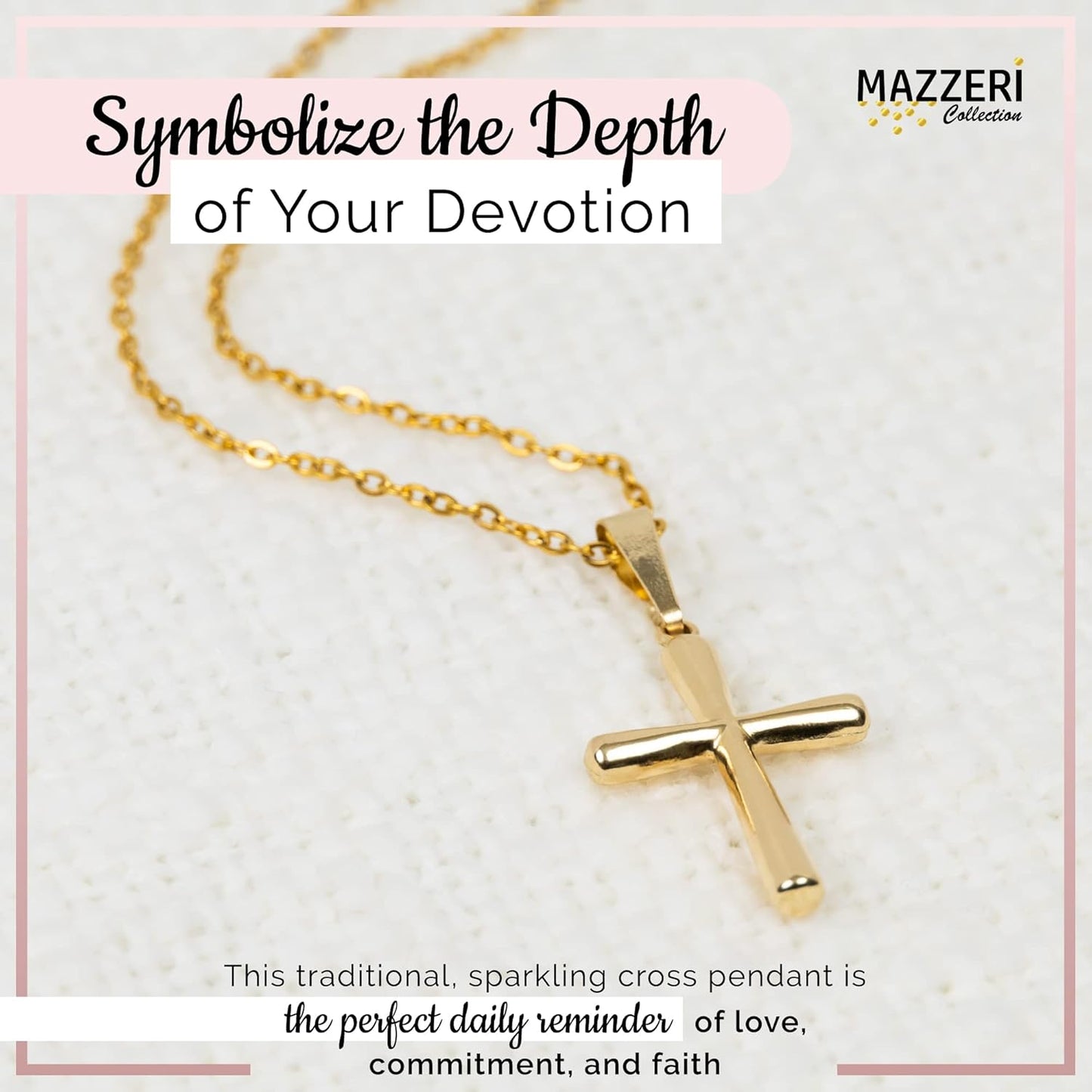 14k Gold Cross Pendant, Hypoallergenic Gold Religious Charms for Men and Women, Handcrafted in the USA