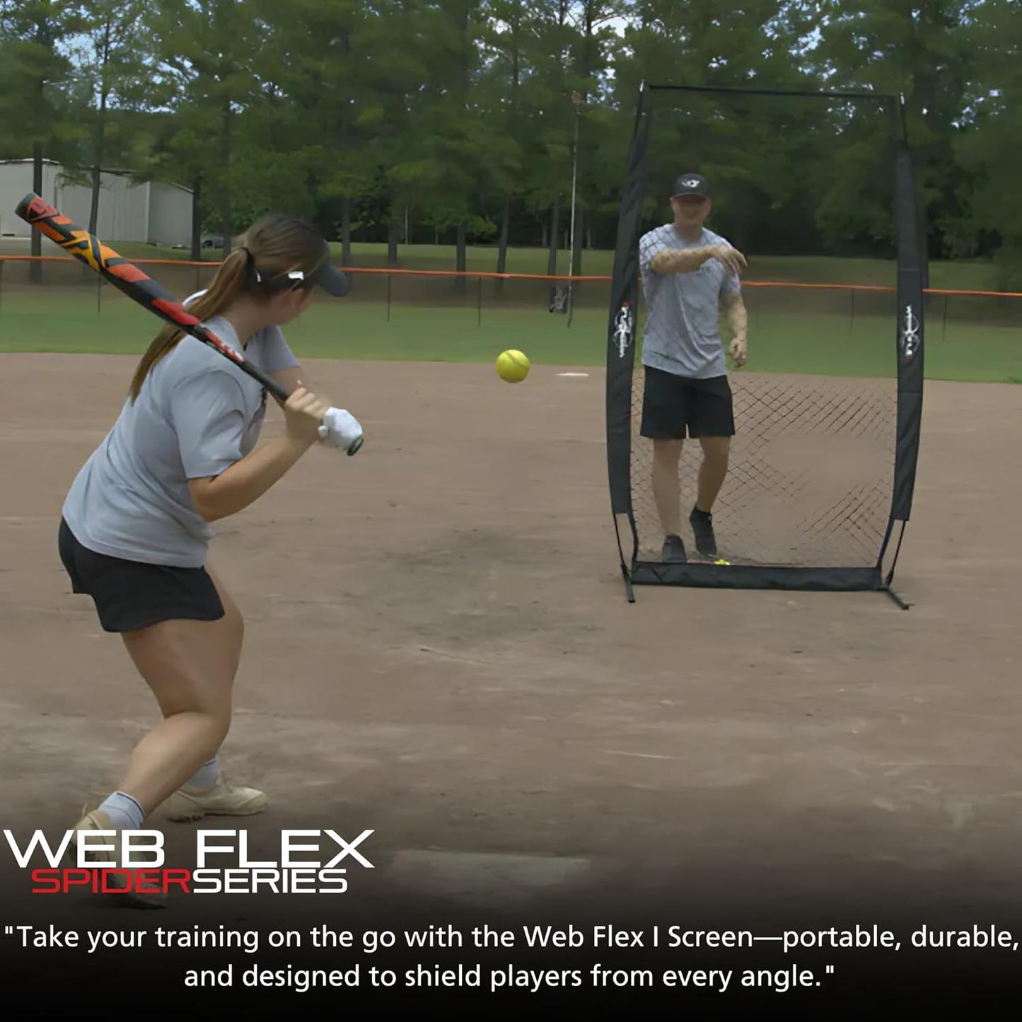 Web Flex Baseball Batting Screen Spider Series 4x7 ft, I-Screen for Baseball Net