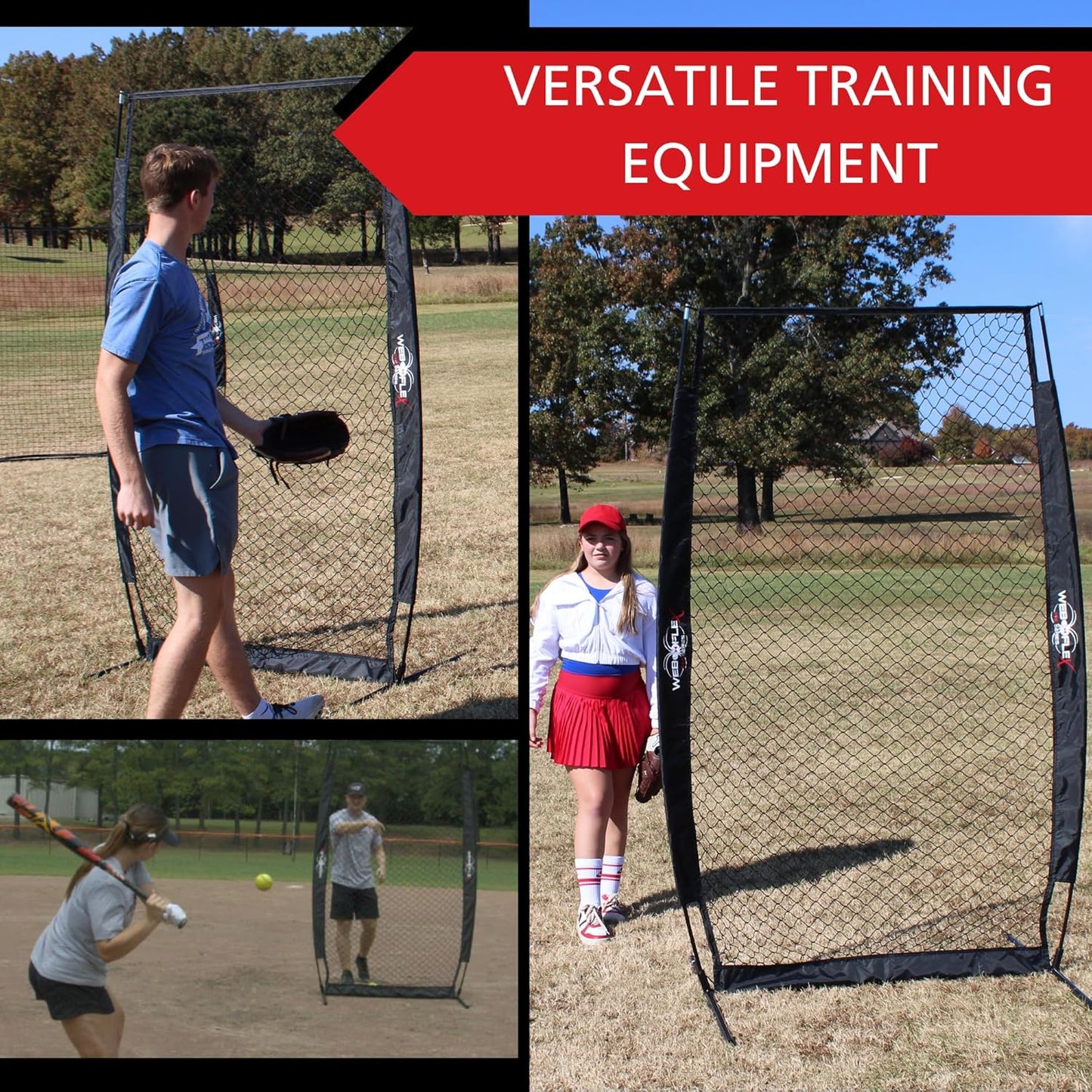 Web Flex Baseball Batting Screen Spider Series 4x7 ft, I-Screen for Baseball Net