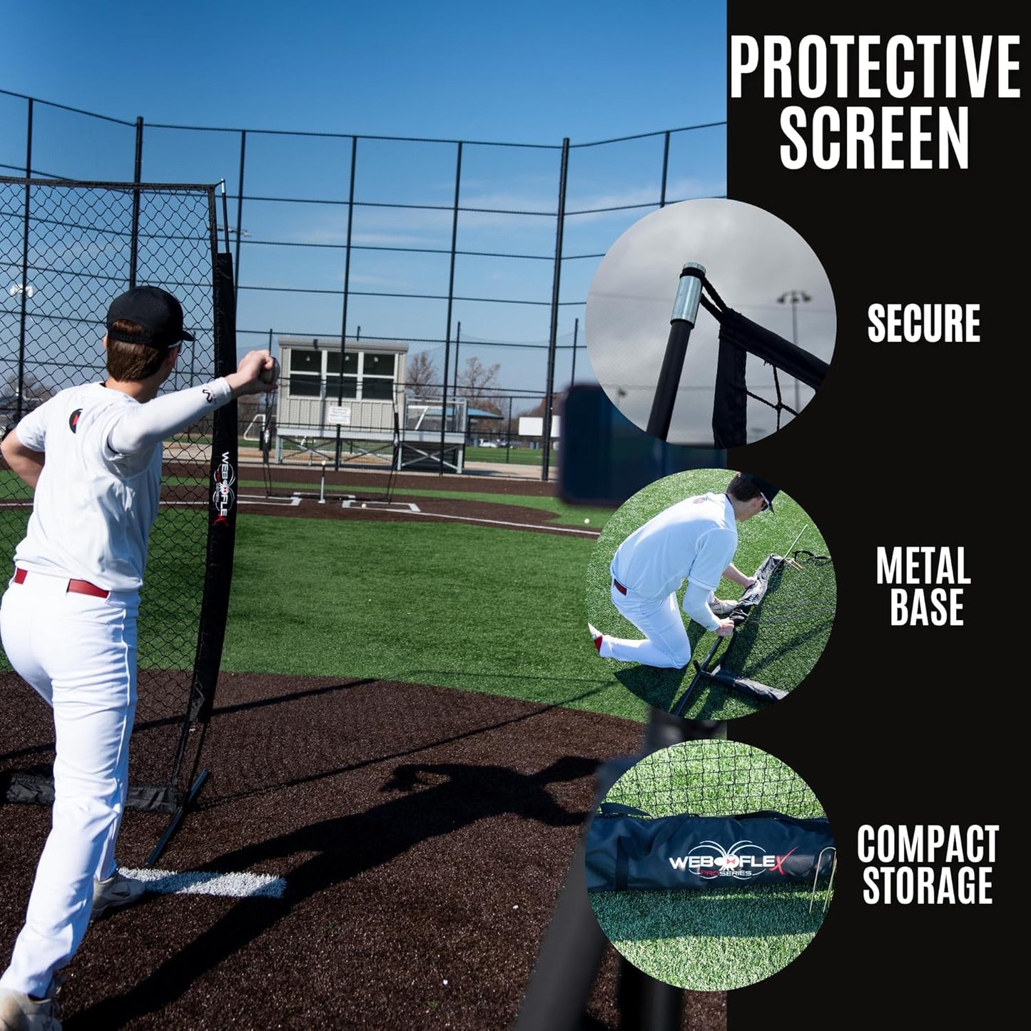 Web Flex Baseball Batting Screen Spider Series 4x7 ft, I-Screen for Baseball Net