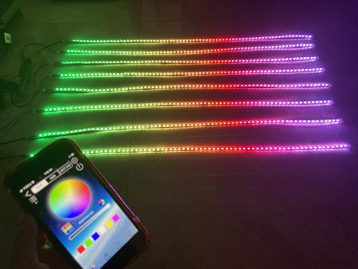 8PCS 2FT 60cm 24' Dream Color Chasing Light Strips Illuminated LED Strobe Flash Breathing Lights