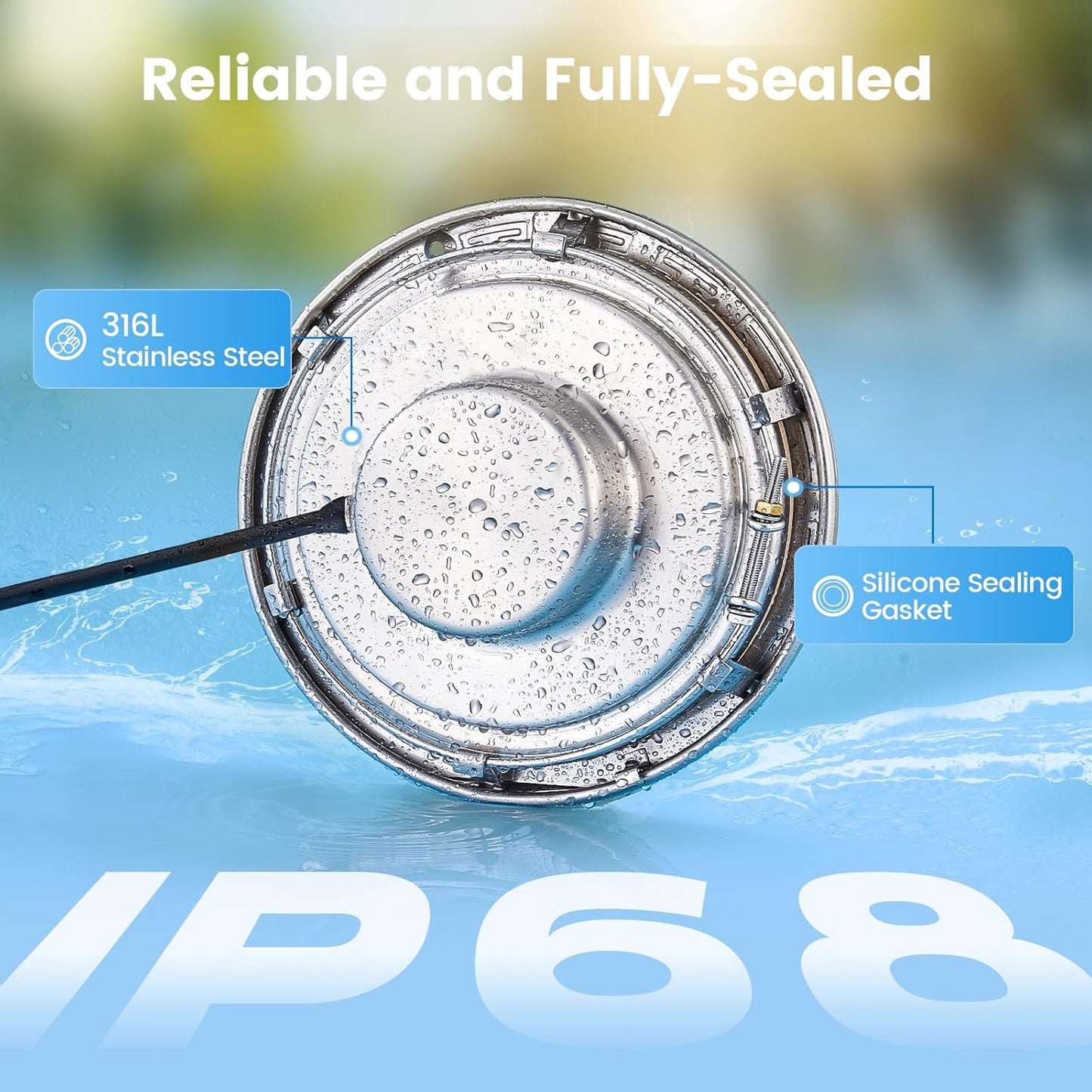10 Inch 120V LED Pool Lights for Inground Pool, 5000 Lumen Cool White Inground Pool Light, 50W LED (500W eq)