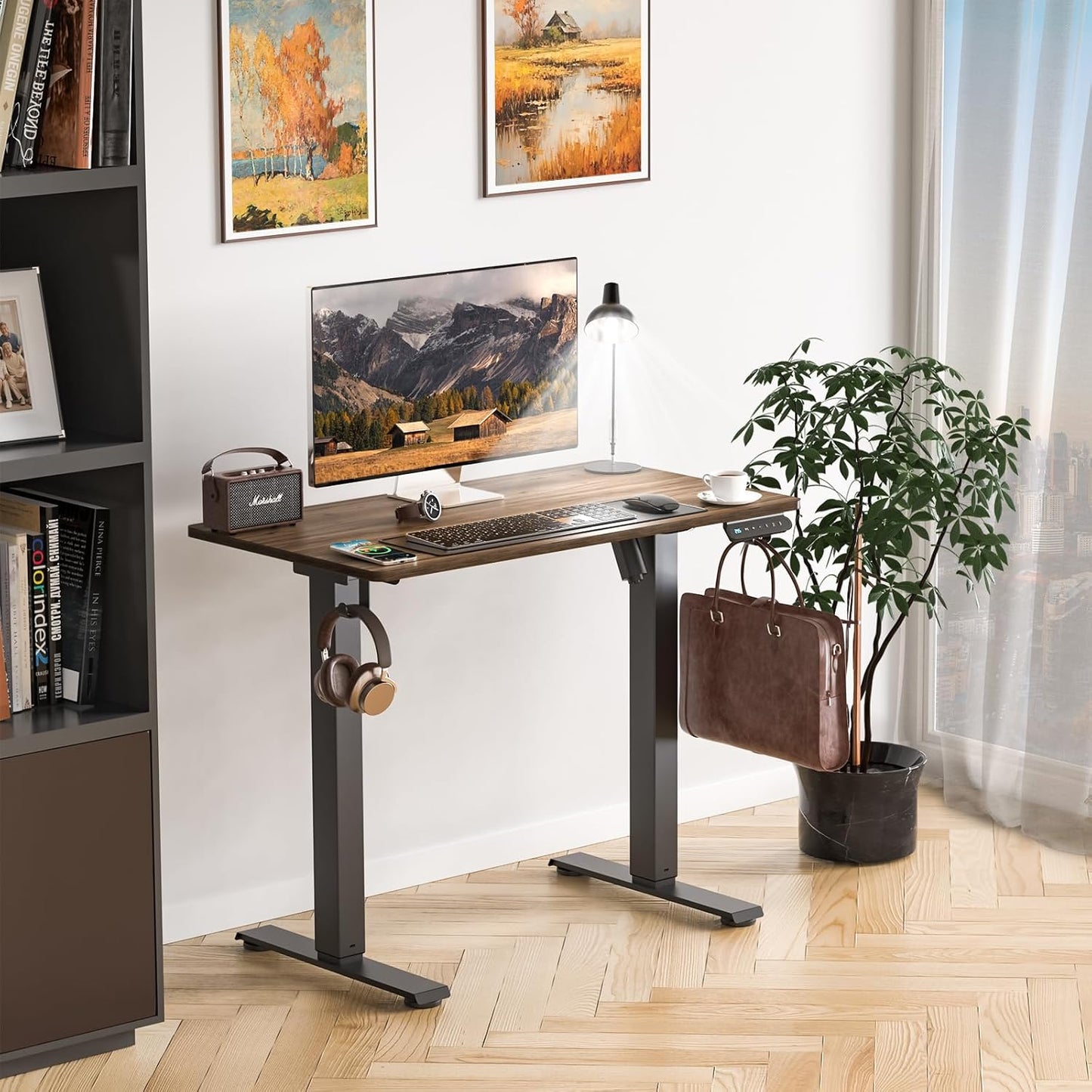 Adjustable Height Standing Desk, 35 x 20 Inches Small Electric Sit/Stand Up Mini Desk