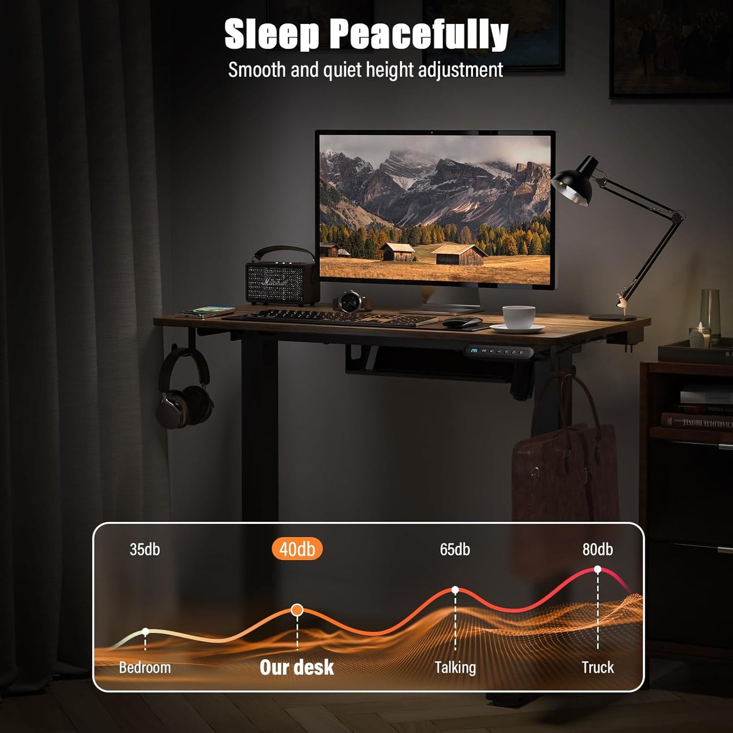 Adjustable Height Standing Desk, 35 x 20 Inches Small Electric Sit/Stand Up Mini Desk