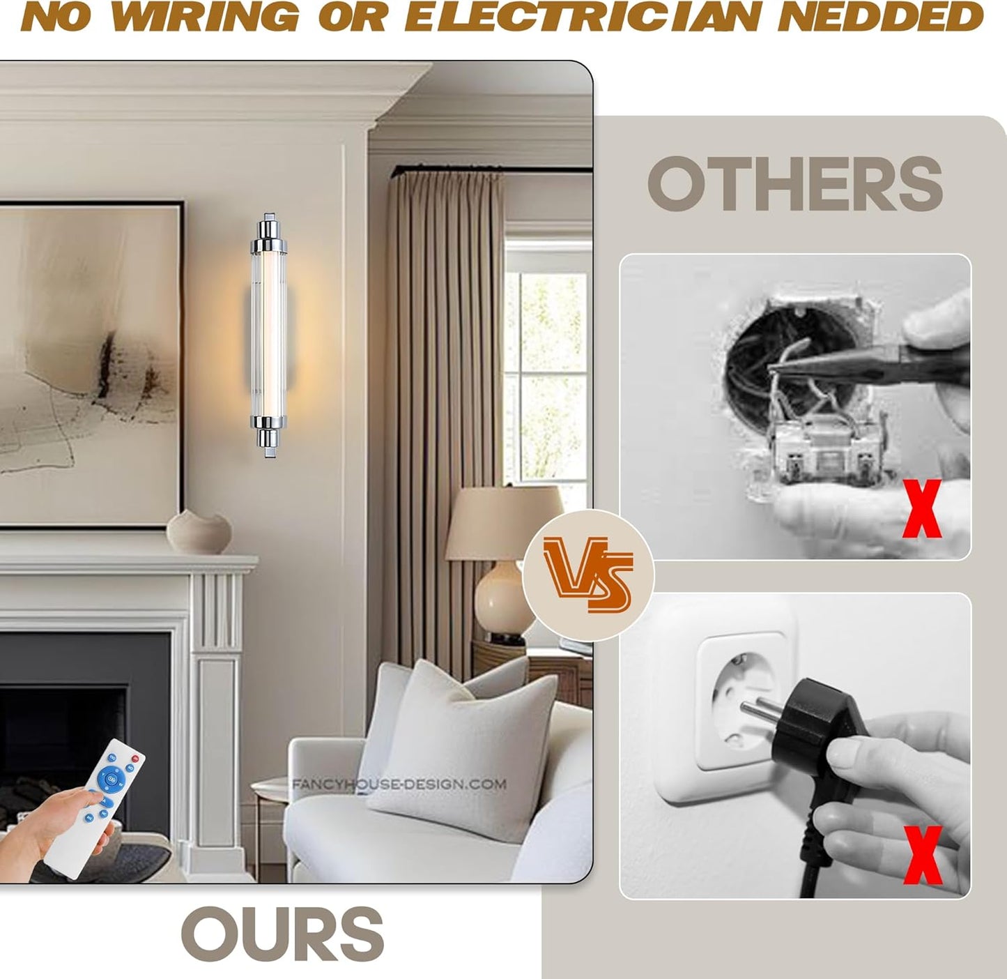 HITOO Battery Operated Wall Sconce Set of 2 12000mAh Rechargeable Battery Powered Wall Light with Remote Dimmable G