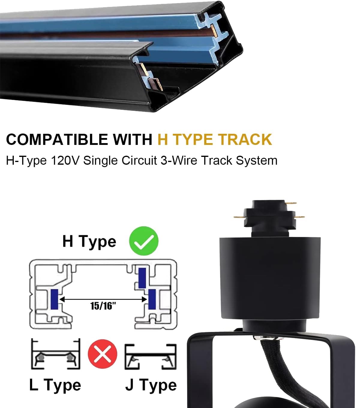 Motrackcao Track Lighting Heads 6.5W 4000K Cool White Dimmable Bright LED Track Lights Fixtures