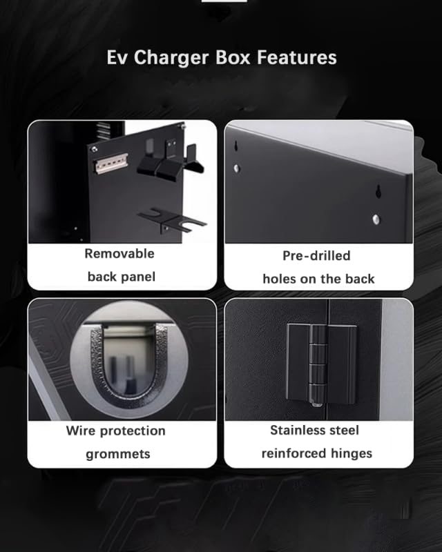 EV Charger Outdoor, Charger Station Box for Tesla Wall Charger Lock Box, Tempered Glass Front Panel