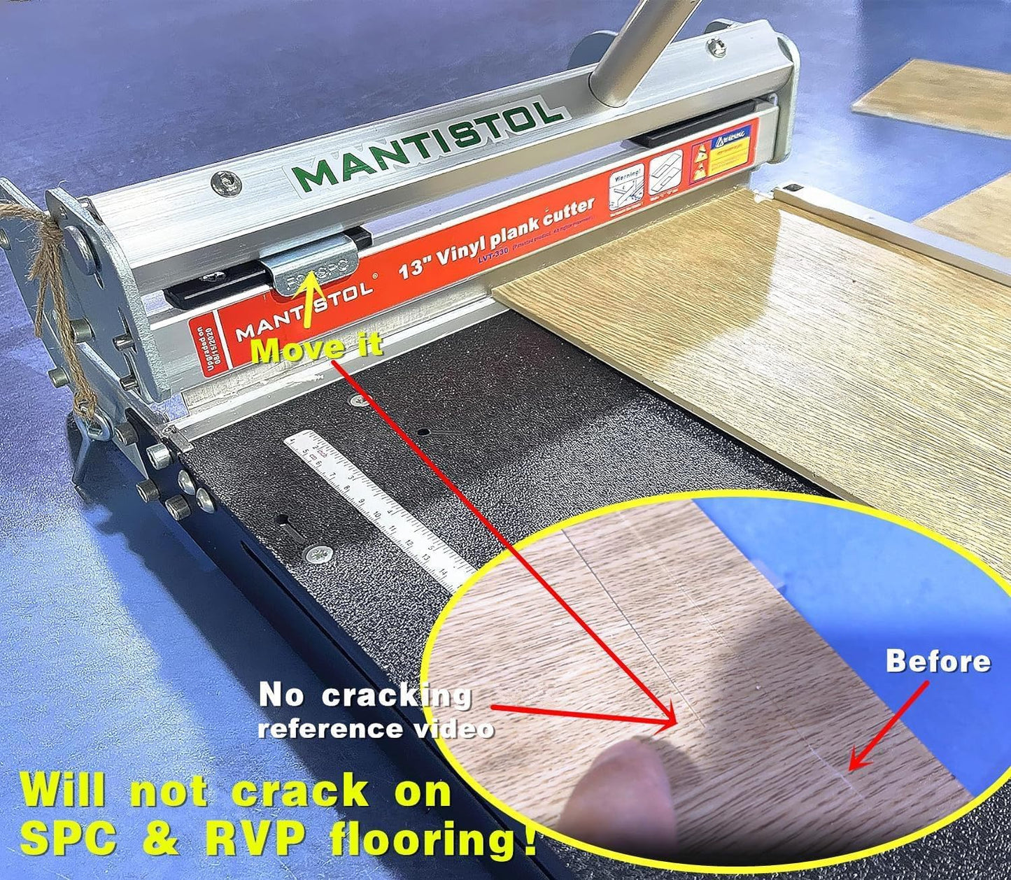 Vinyl Flooring Cutter NLVT-330; Cuts up to 9mm thick Pro SPC, LVP, LVT, WPC, RVP, VCT, PVC and Rigid Core Types