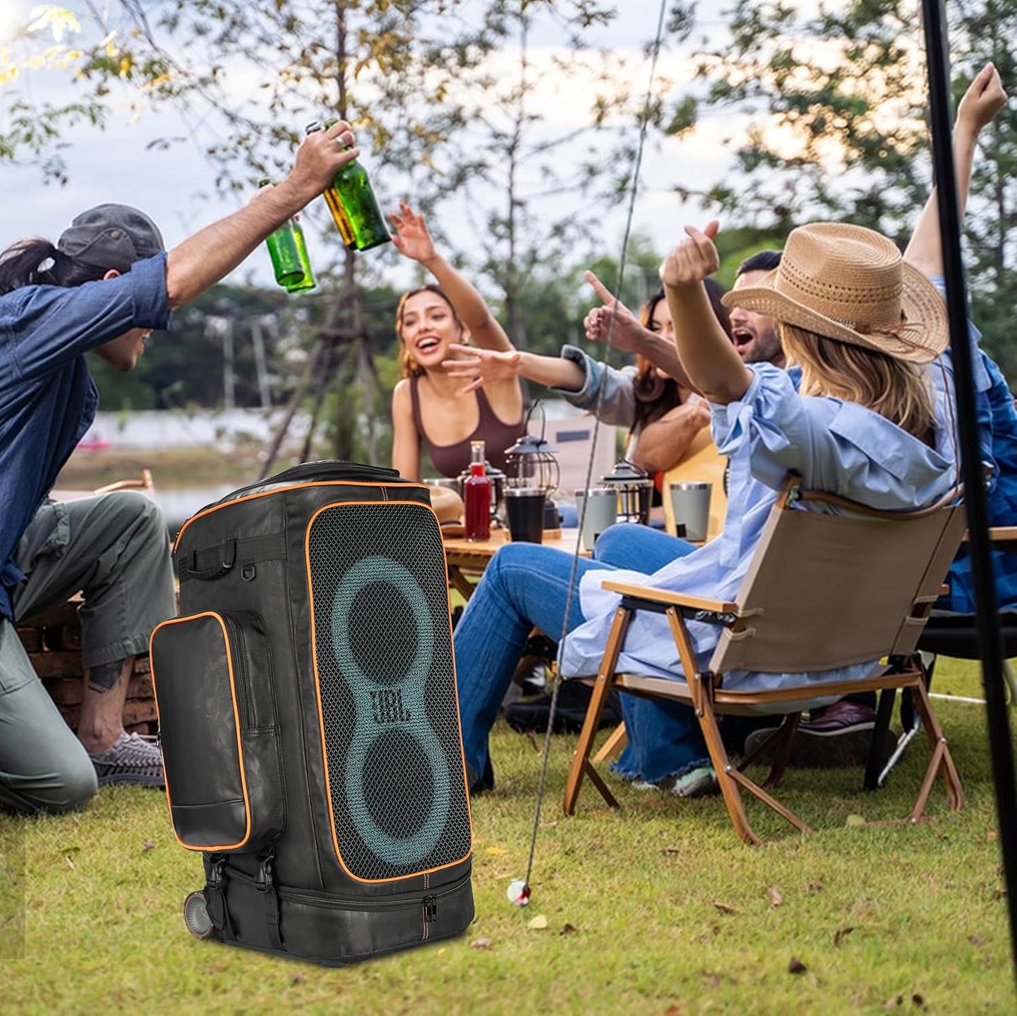 Jeachan Rugged Speaker Bag Carry Case Compatible With JBL Party Box 320, Portable Carry Bag Backpack