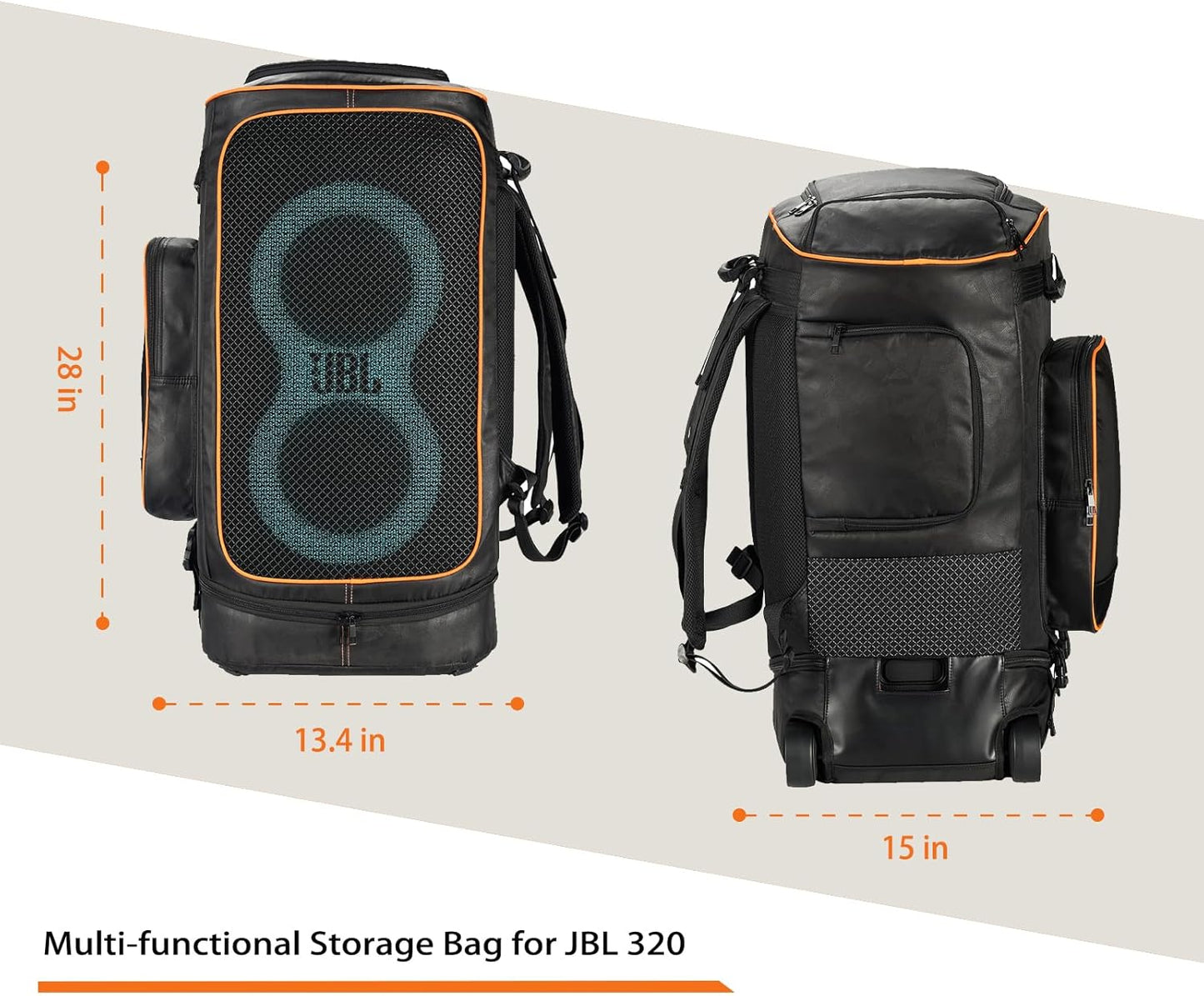 Jeachan Rugged Speaker Bag Carry Case Compatible With JBL Party Box 320, Portable Carry Bag Backpack