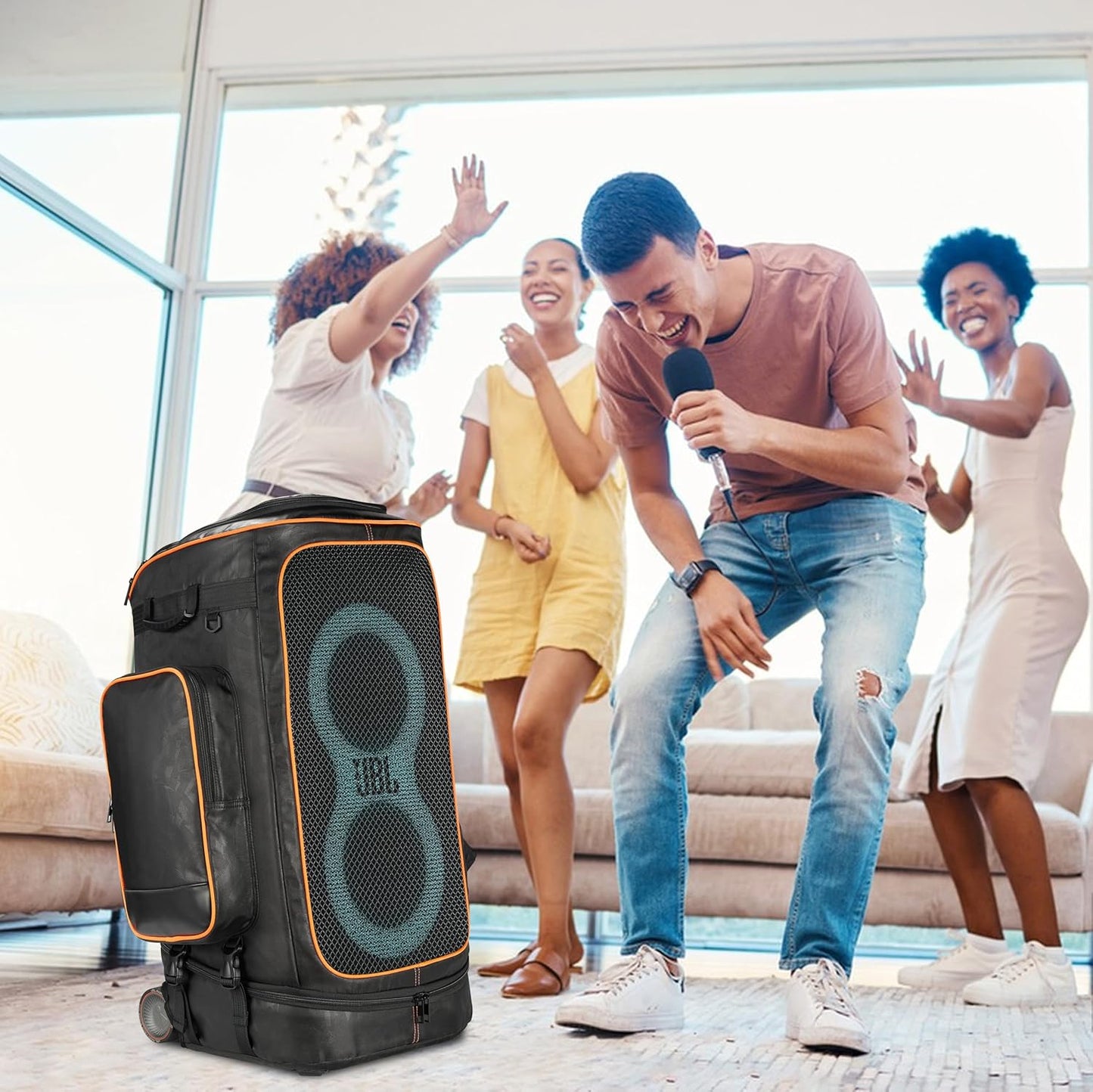 Jeachan Rugged Speaker Bag Carry Case Compatible With JBL Party Box 320, Portable Carry Bag Backpack