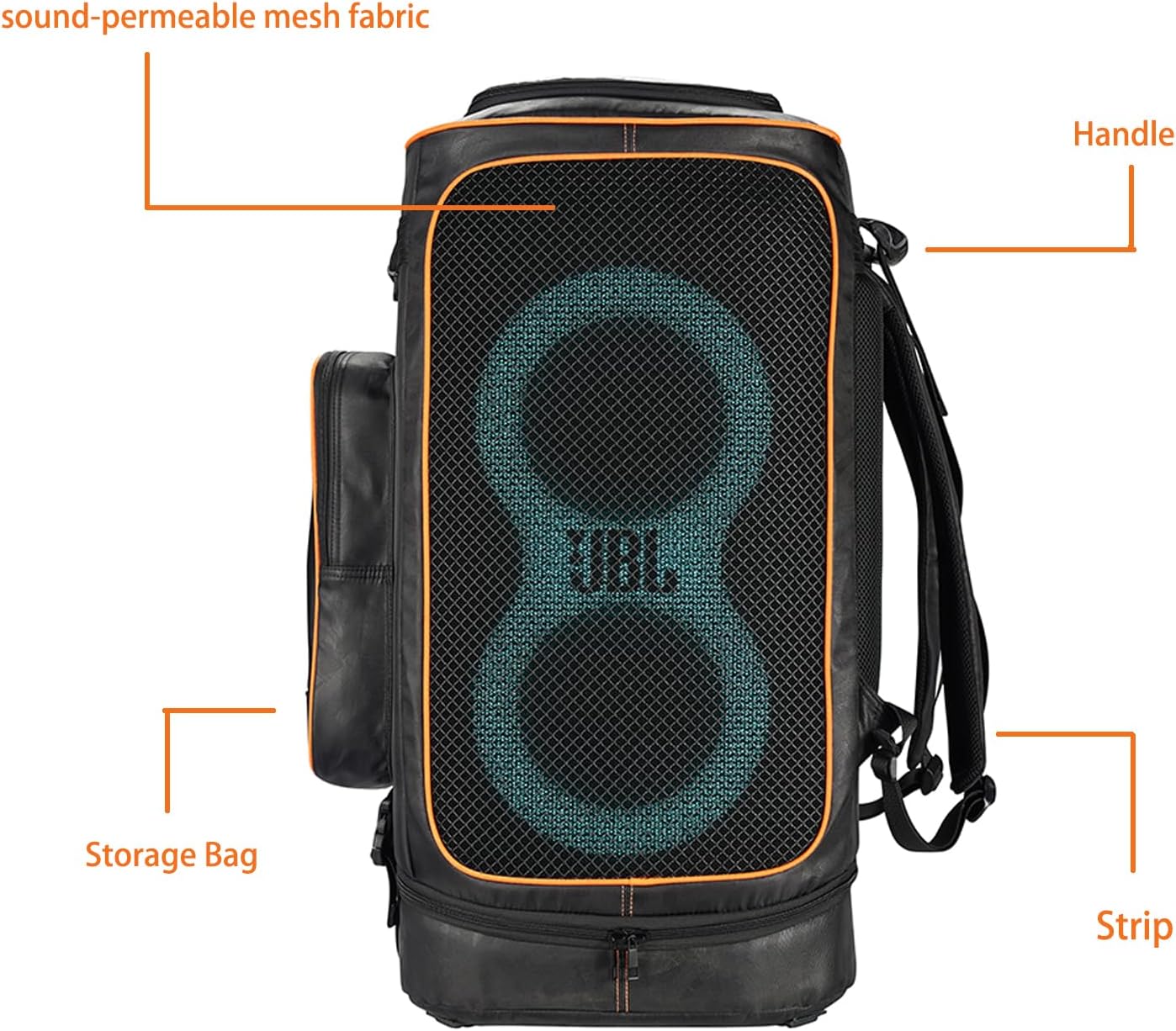 Jeachan Rugged Speaker Bag Carry Case Compatible With JBL Party Box 320, Portable Carry Bag Backpack