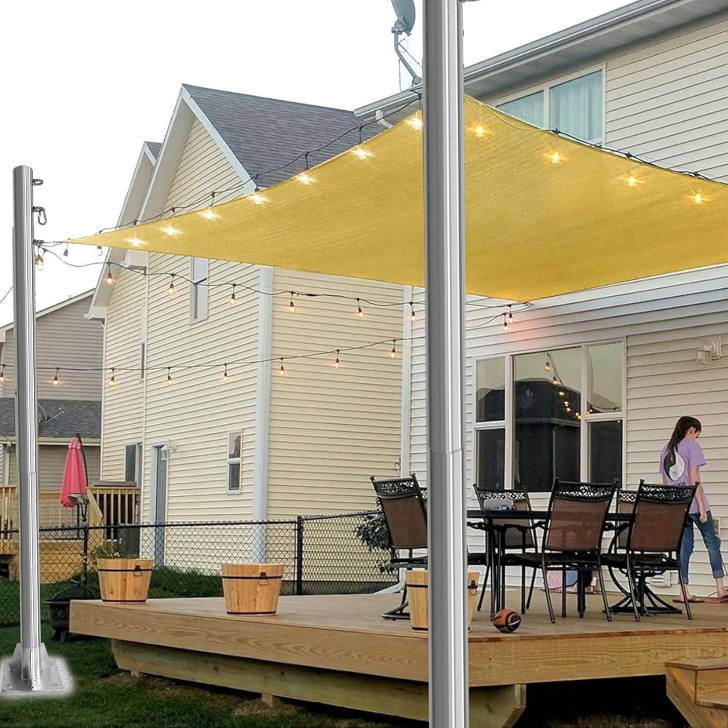 Stainless Steel Shade Sail Poles Kit,12ft Shade Sail Post Support Awning Canopy 2.36' Diameter Heavy Duty