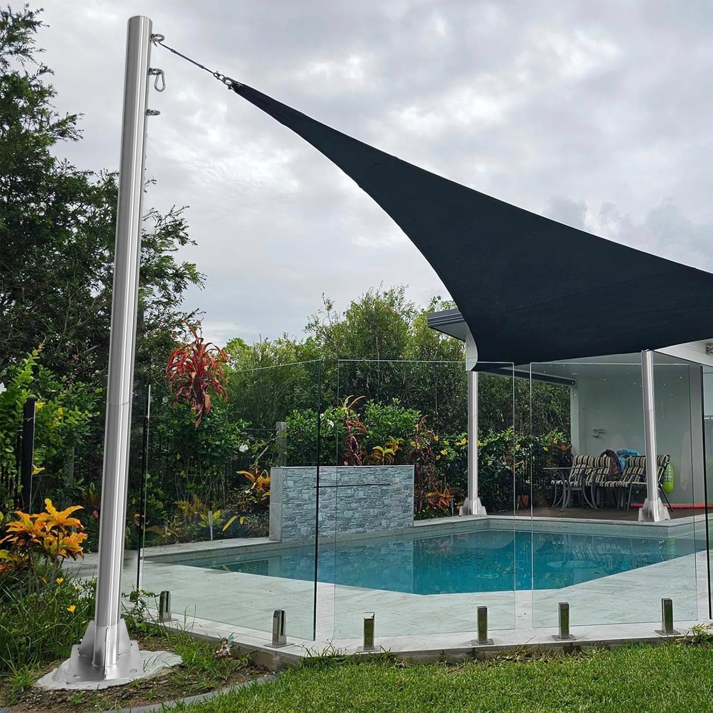 Stainless Steel Shade Sail Poles Kit,12ft Shade Sail Post Support Awning Canopy 2.36' Diameter Heavy Duty