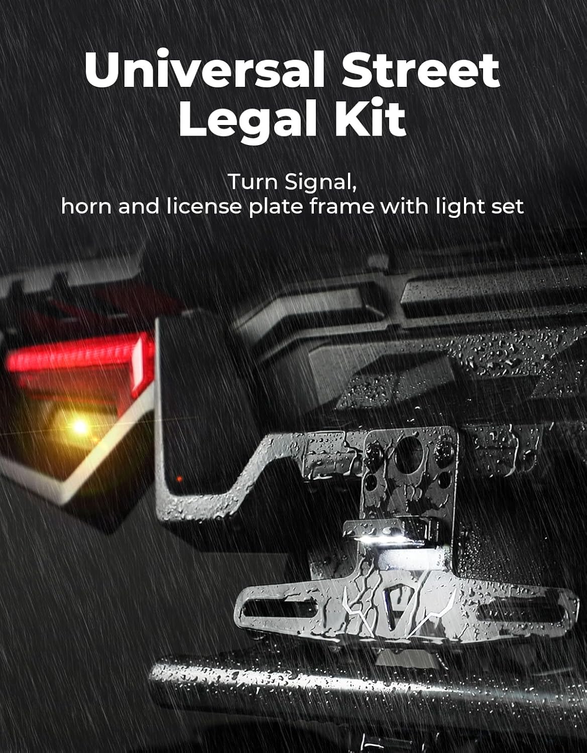 KEMIMOTO UTV Turn Signal Kit with 110D Horn and License Plate Holder with Light, Pre-Wired, Plug and Play UTV ATV Blinker with Ro