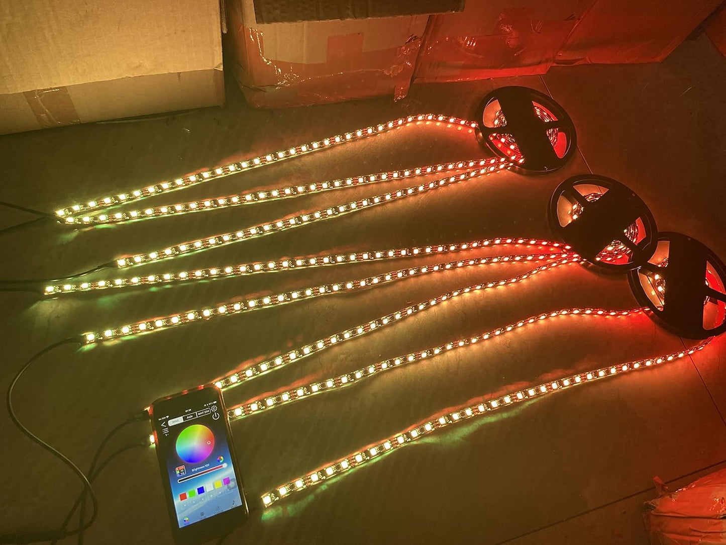 8PCS 1.4Meters 5FT 60Inch Single Row Tinted LEDs Blackout Smoked Color Chasing Strips with Solid Color/RGB Color Change Strips Light