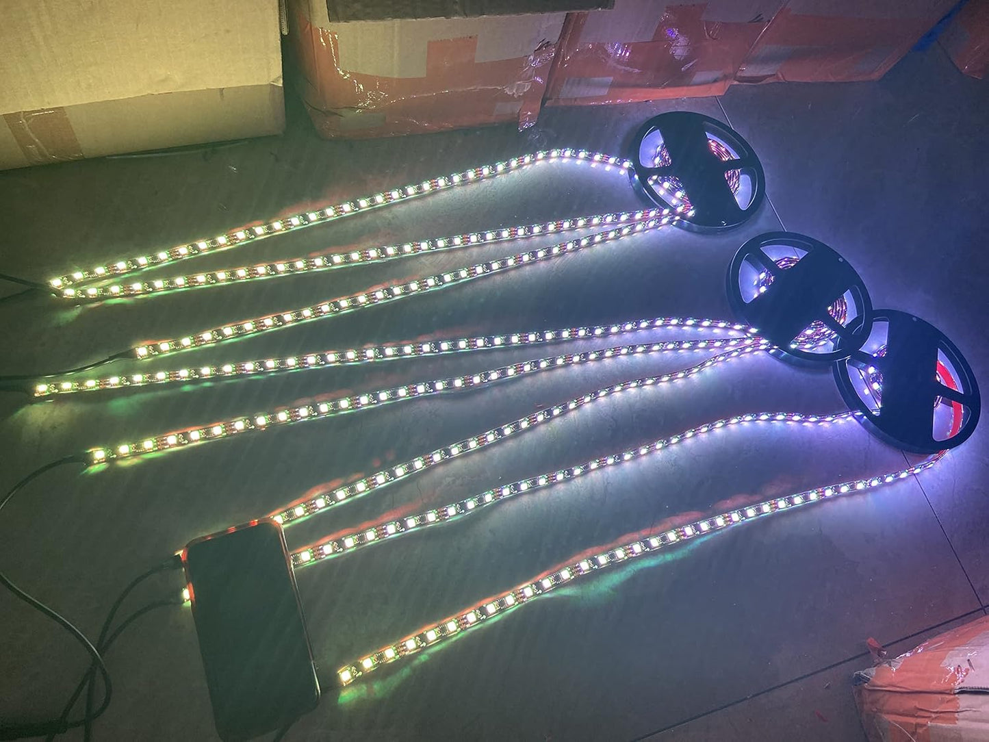 8PCS 1.4Meters 5FT 60Inch Single Row Tinted LEDs Blackout Smoked Color Chasing Strips with Solid Color/RGB Color Change Strips Light