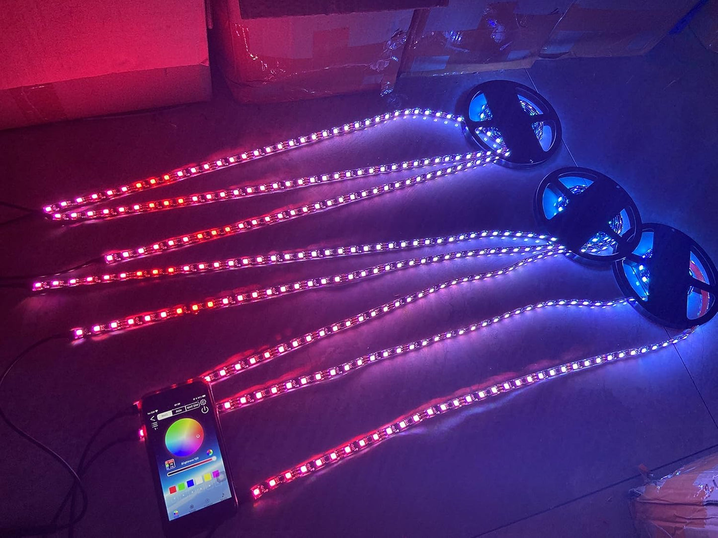 8PCS 1.4Meters 5FT 60Inch Single Row Tinted LEDs Blackout Smoked Color Chasing Strips with Solid Color/RGB Color Change Strips Light