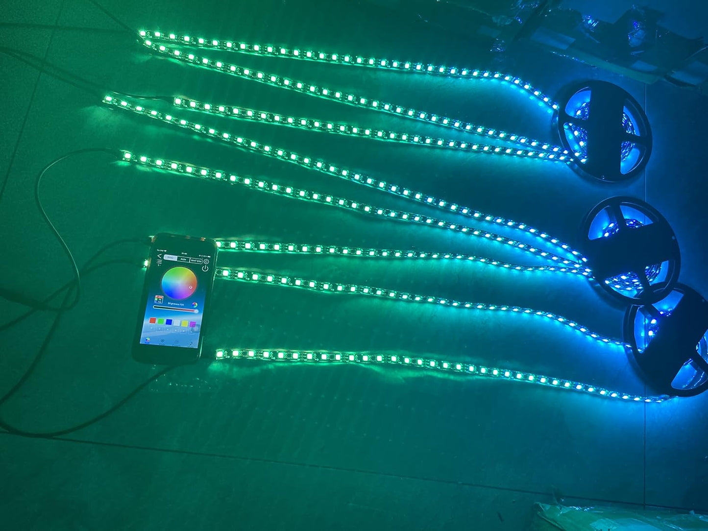 8PCS 1.4Meters 5FT 60Inch Single Row Tinted LEDs Blackout Smoked Color Chasing Strips with Solid Color/RGB Color Change Strips Light