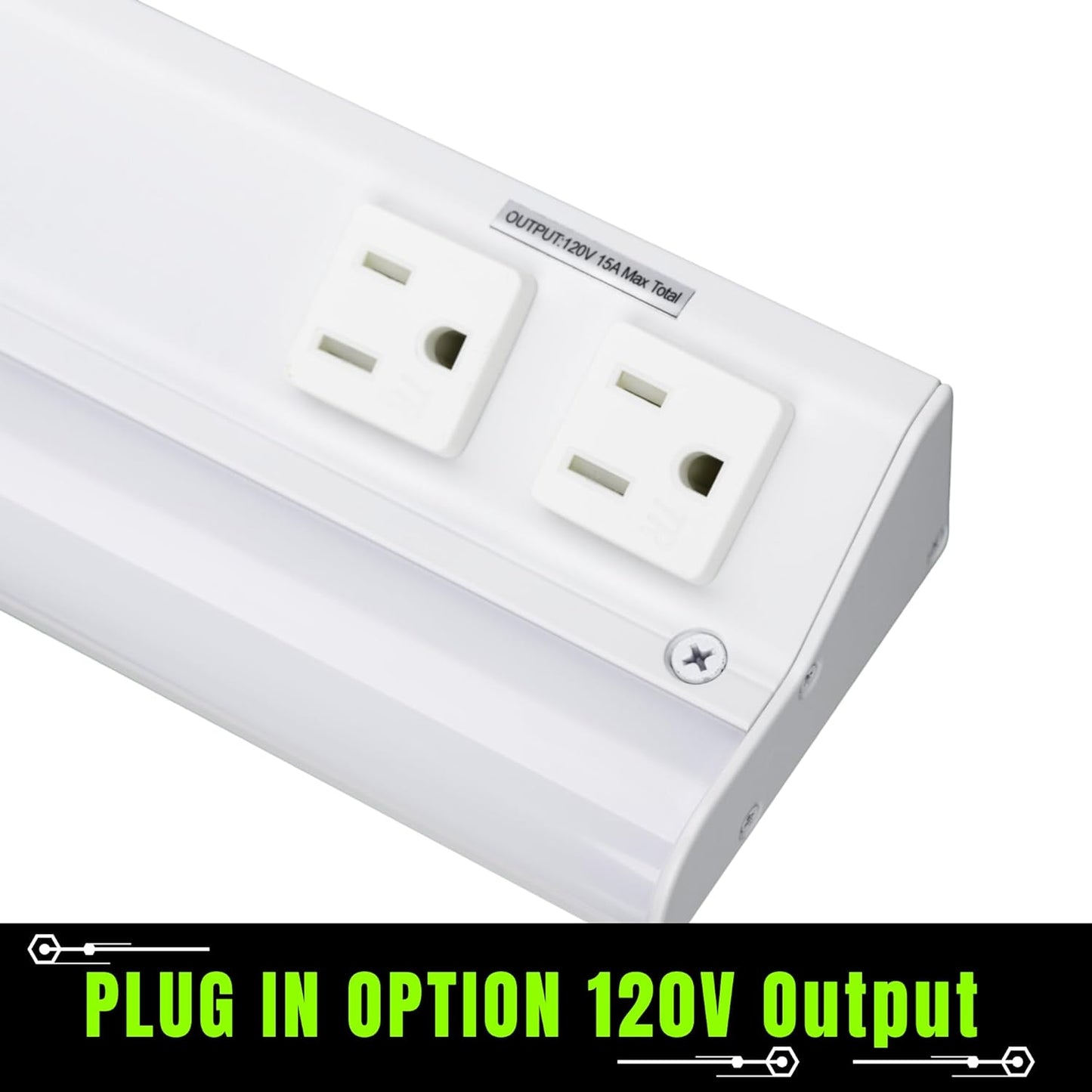 American Lighting 12-Inch LED Courant Undercabinet Light with One Receptacle, 5CCT, White Finish, 120V AC, 7.5W, 430 Lumens, CRI 90,