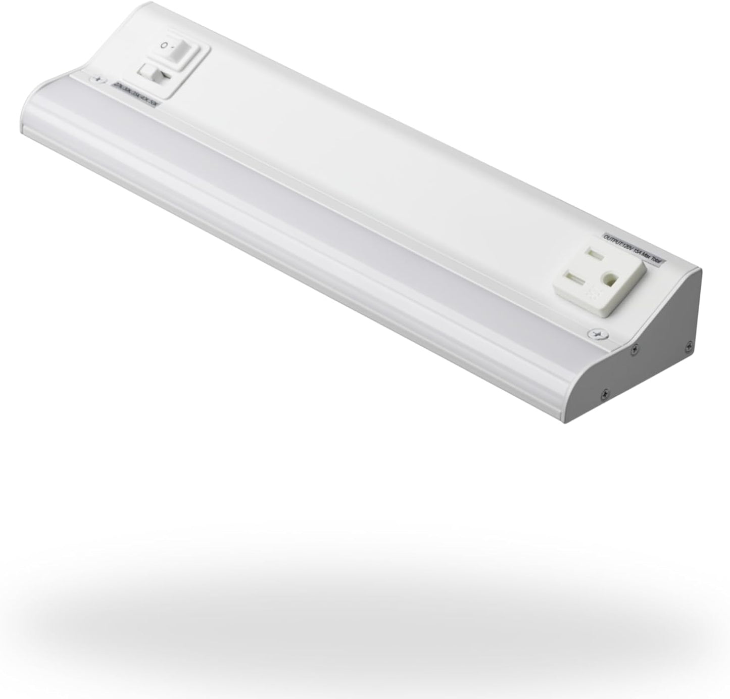 American Lighting 12-Inch LED Courant Undercabinet Light with One Receptacle, 5CCT, White Finish, 120V AC, 7.5W, 430 Lumens, CRI 90,