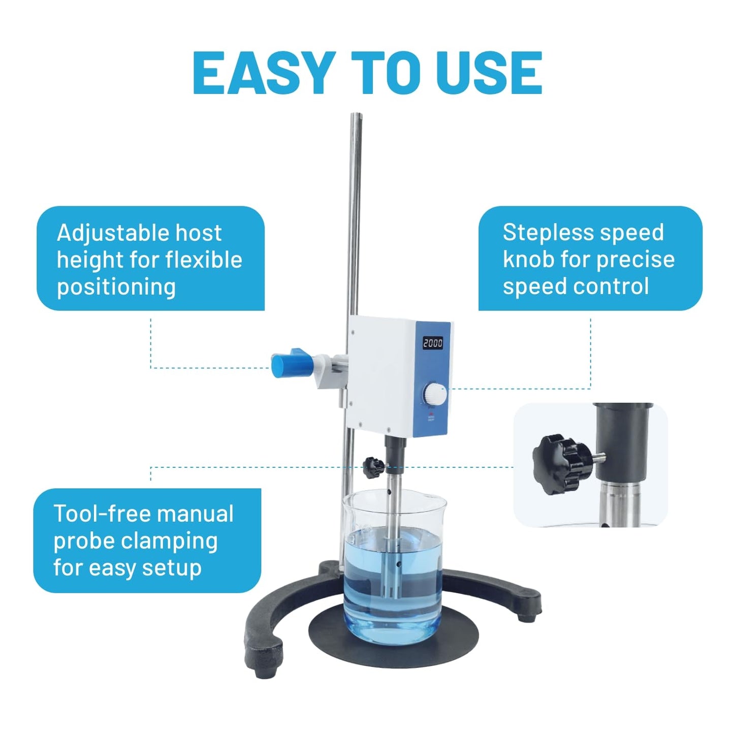 High Speed Homogenizer Lab Disperser Emulsifier,2000-20000rpm Digital High Shear Emulsion Mixer